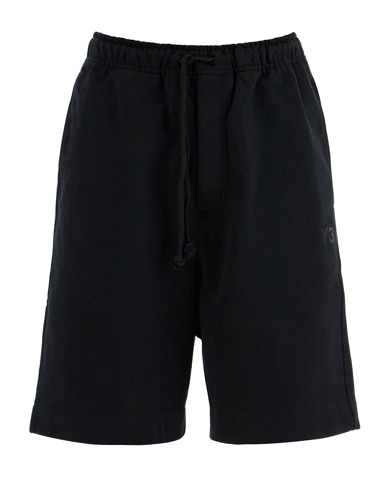 Y-3 High-waisted Black Cotton Sports Shorts - BLACK (Black)