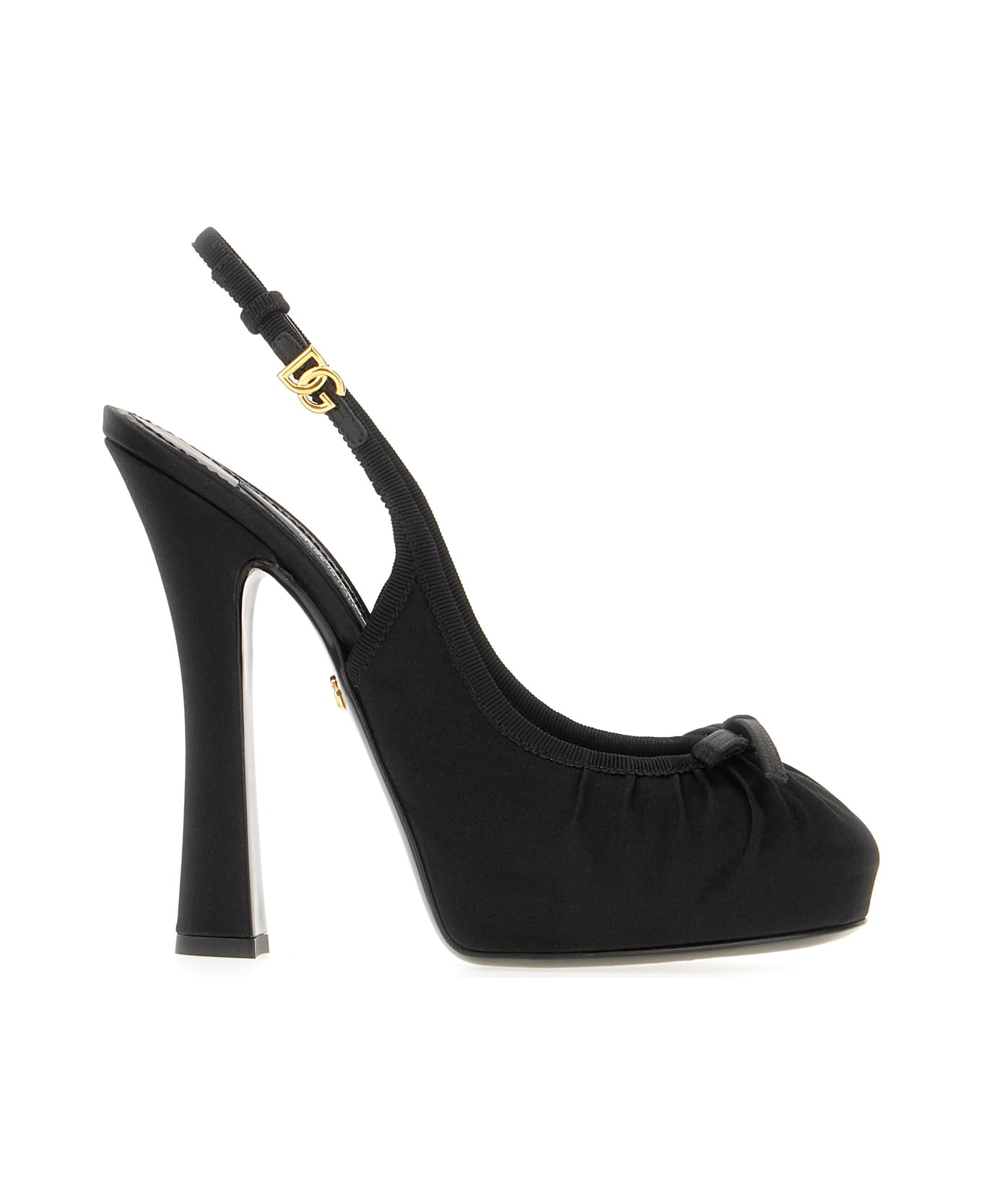 Dolce & Gabbana Black Satin Heels - Nero