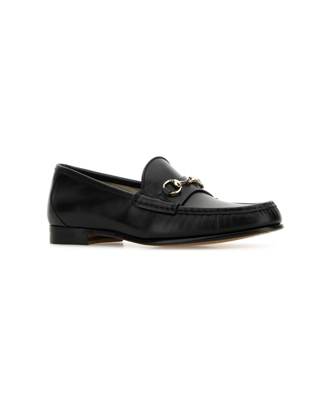 Gucci Black Leather Loafers - Nero