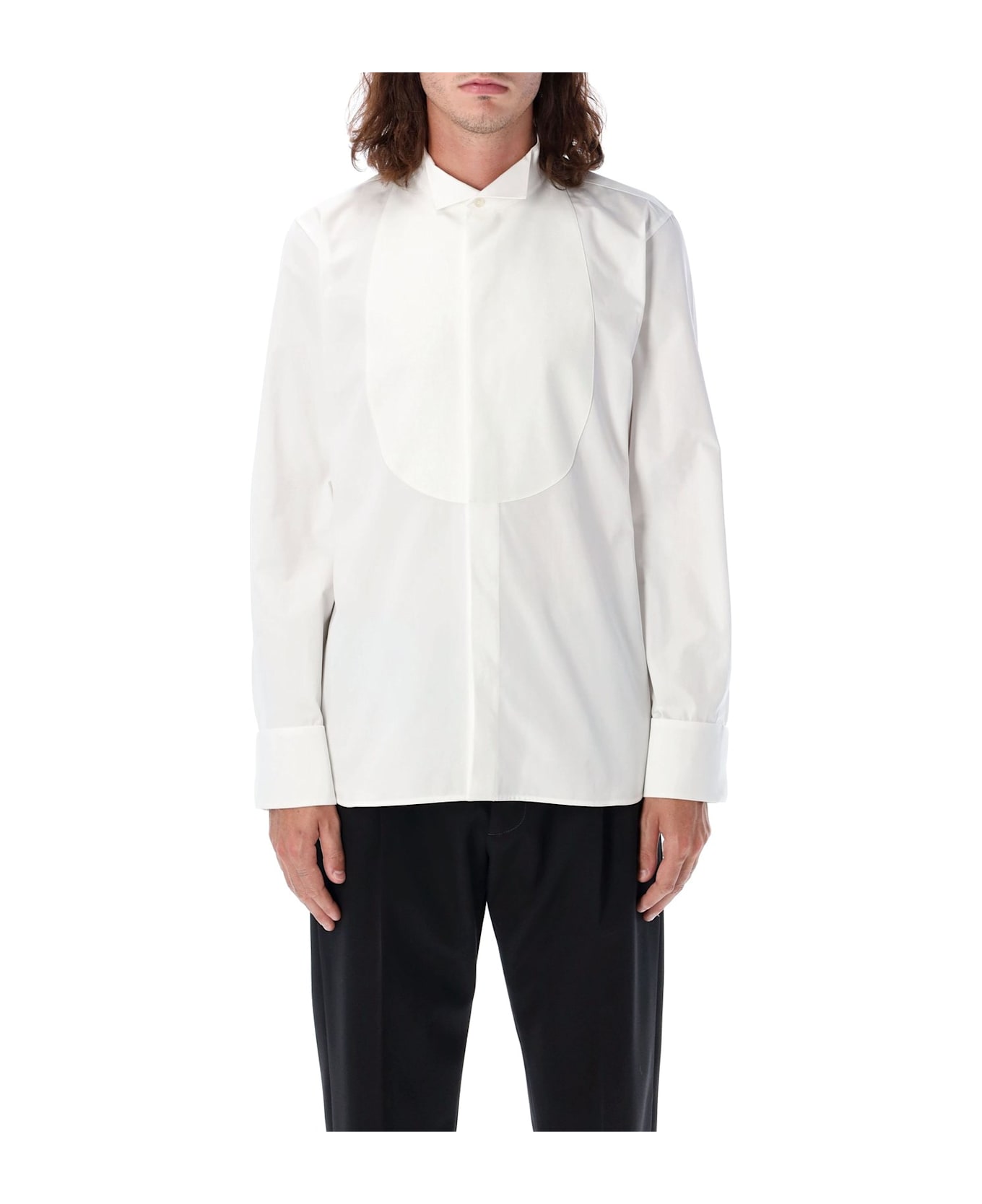 Saint Laurent Curved Hem Tuxedo Shirt - Bianco