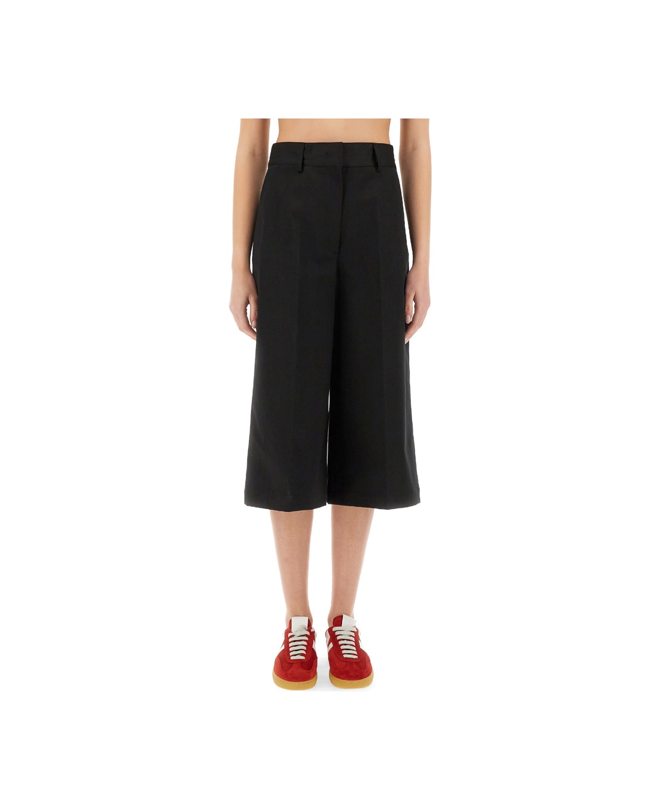 MSGM "wide-leg" Midi Pants - BLACK