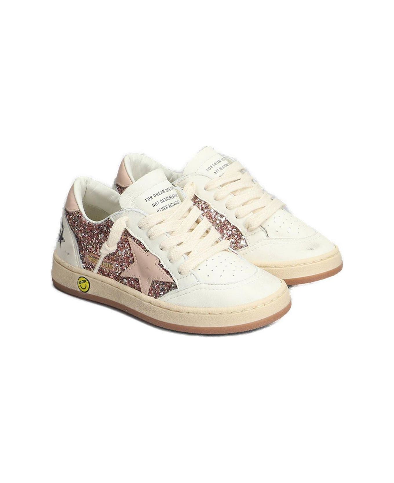 Golden Goose Ball Star Glittered Sneakers - Peach/beige/white