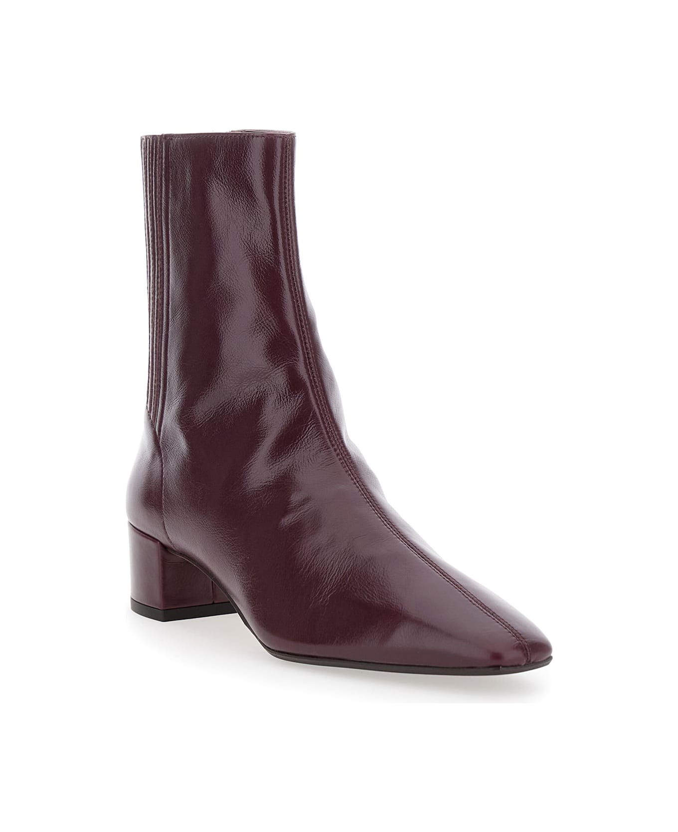 Aquazzura Bordeaux Ankle Boots With Medium Wide Heel In Leather Woman - Bordeaux