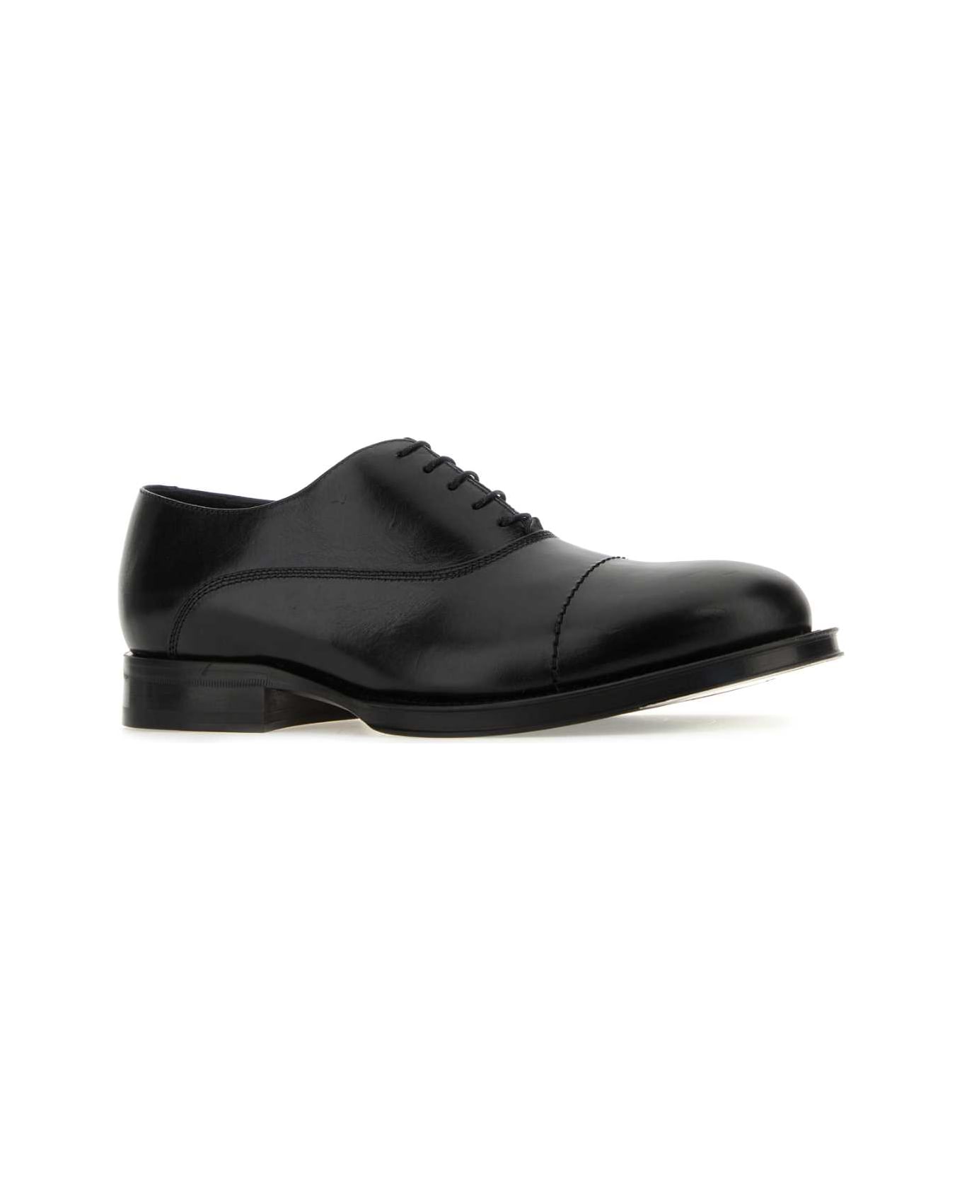 Lanvin Black Leather Richelieu Medley Lace-up Shoes - Black ローファー＆デッキシューズ