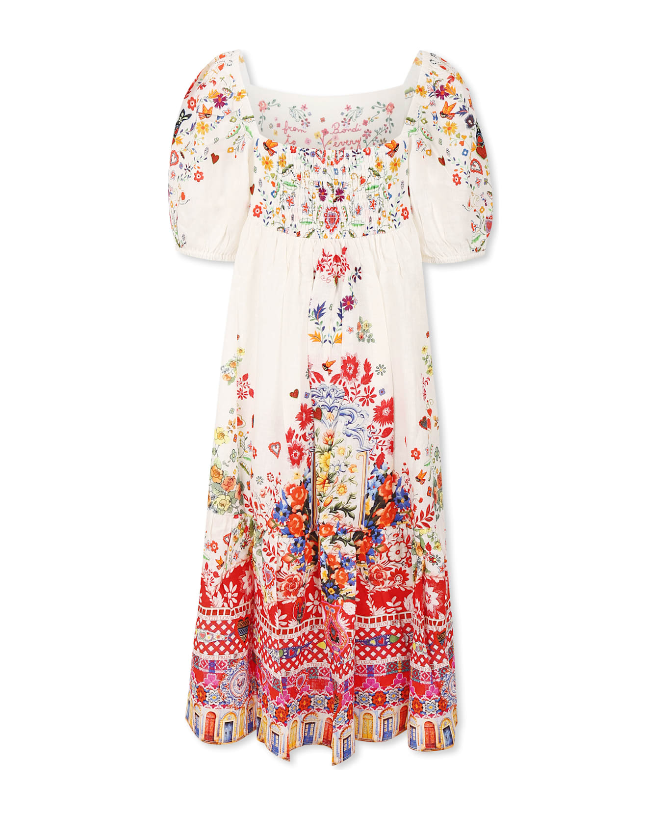 Camilla White Dress For Girl With Floral Print - White
