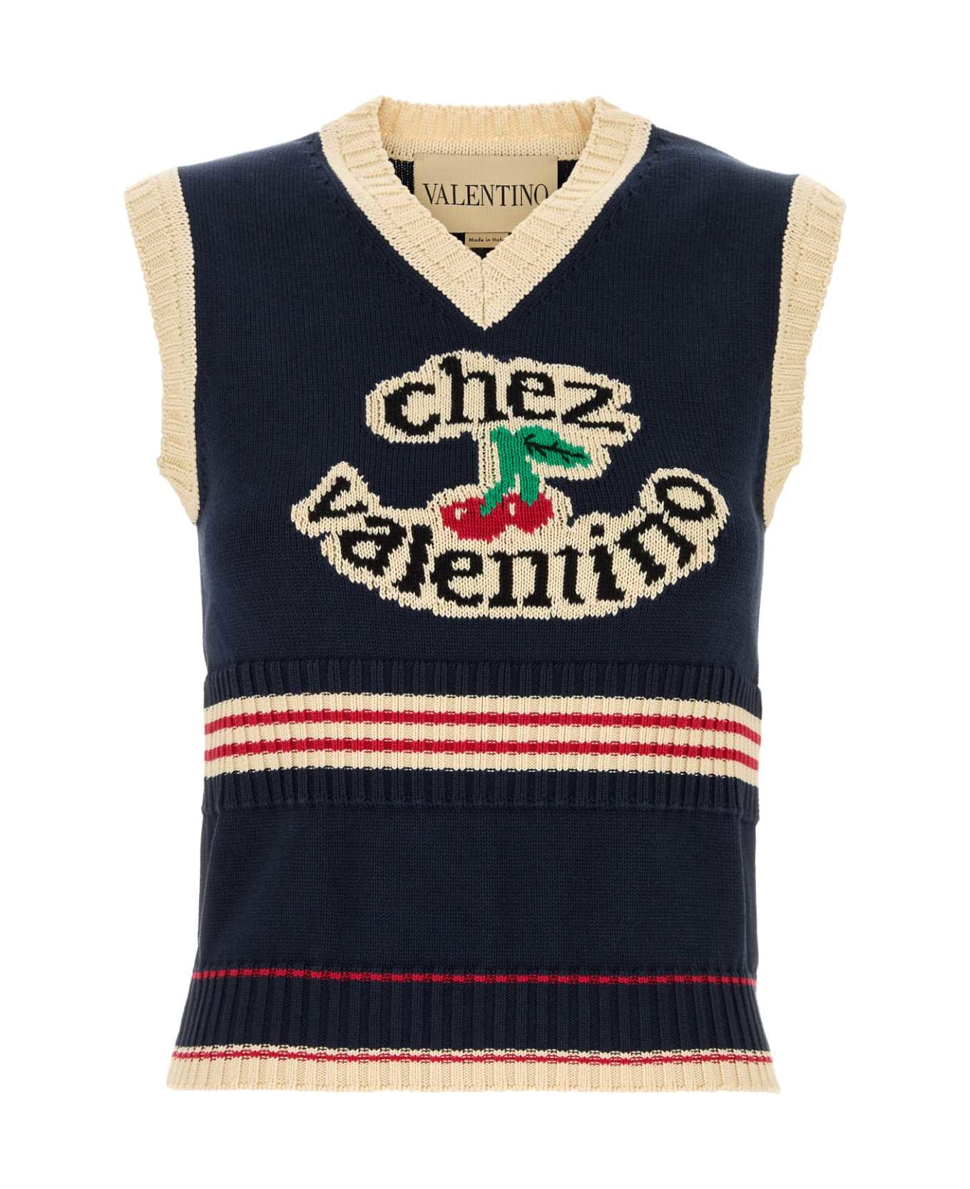 Valentino Garavani Midnight Blue Cotton Vest - NAVYBETULLA