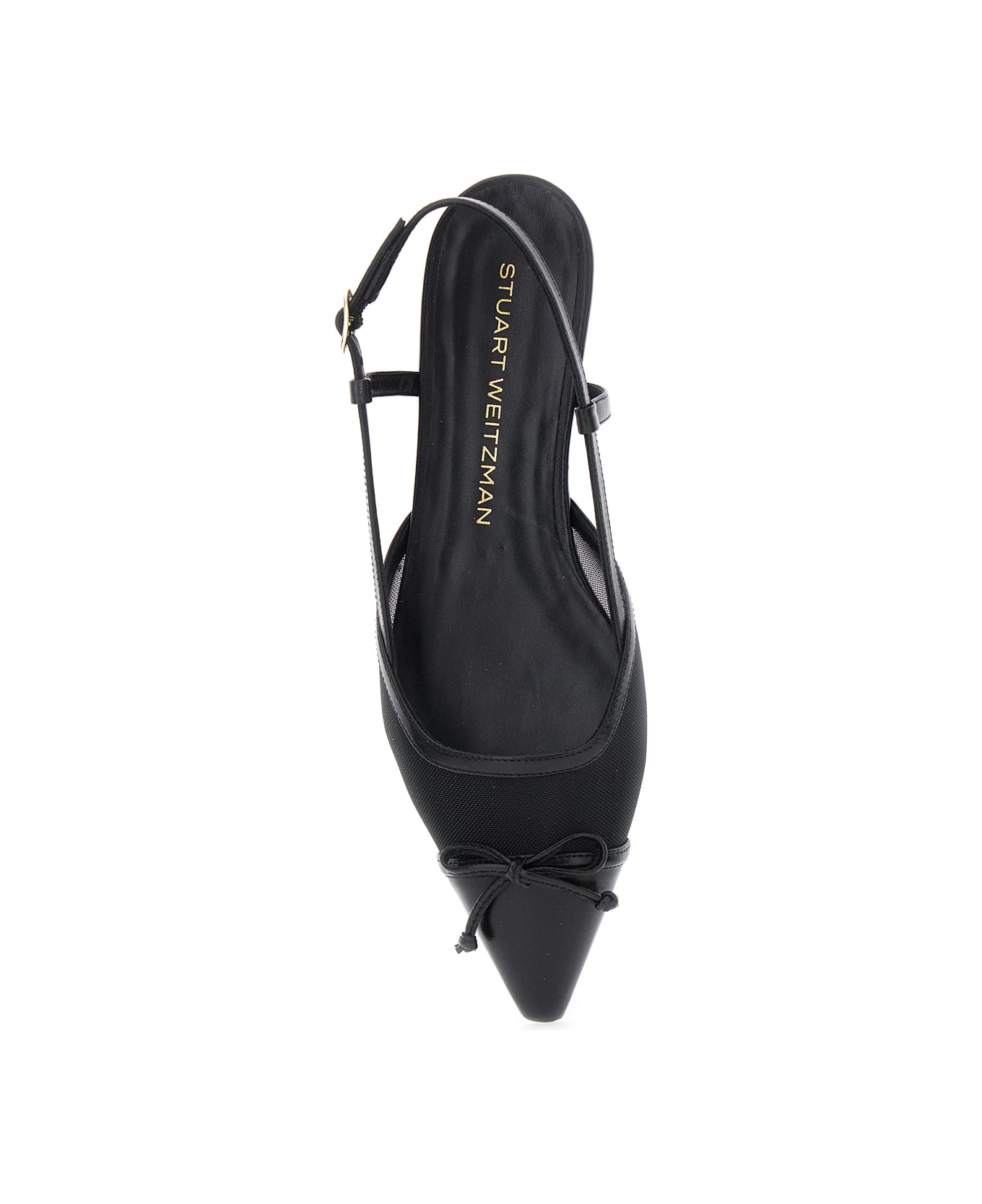 Stuart Weitzman Black Slingback Ballerinas With Pointed Design In Mixed Leather Woman - Black