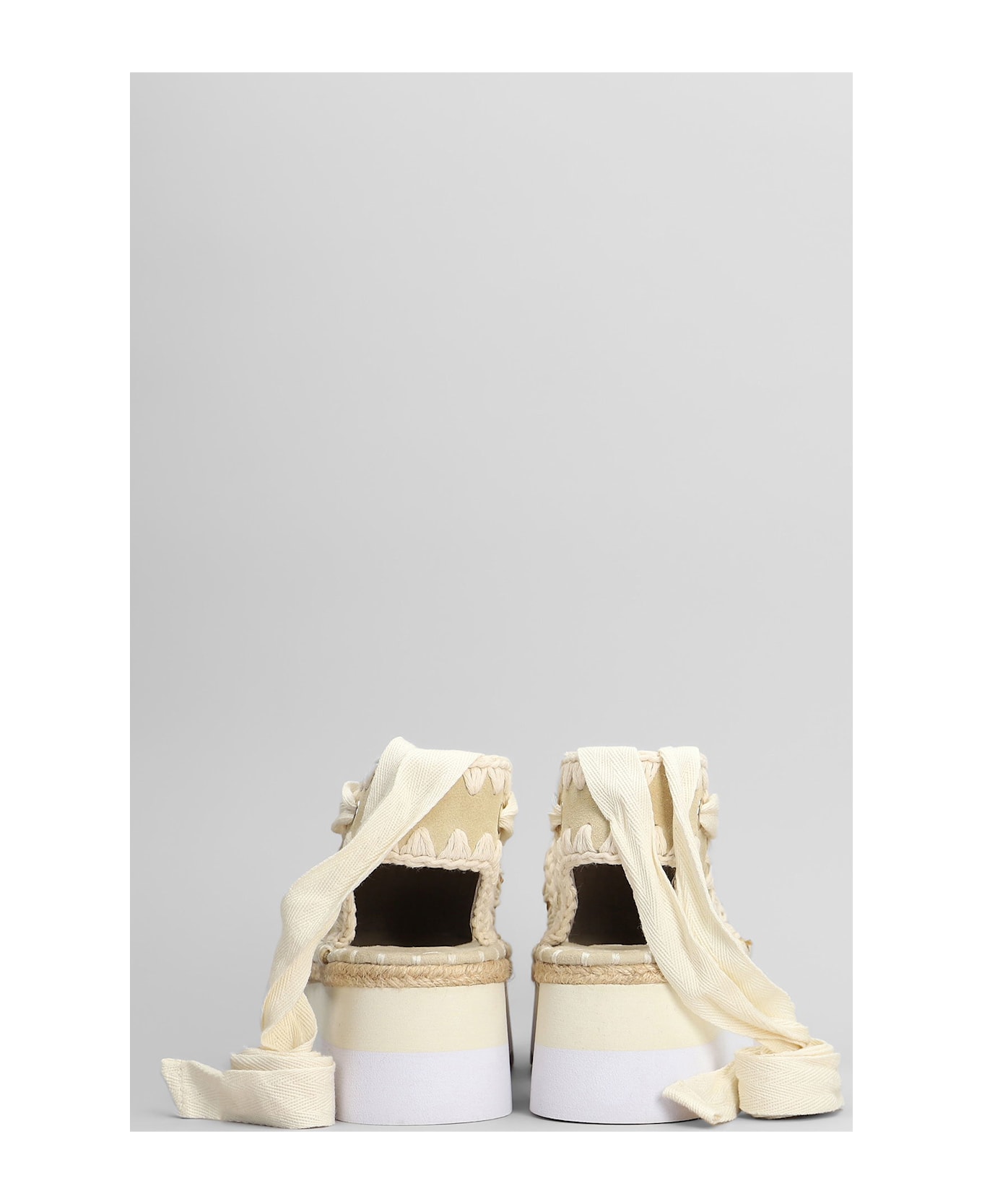 Mou Espa Sandal Espadrilles In Beige Raffia - Golden