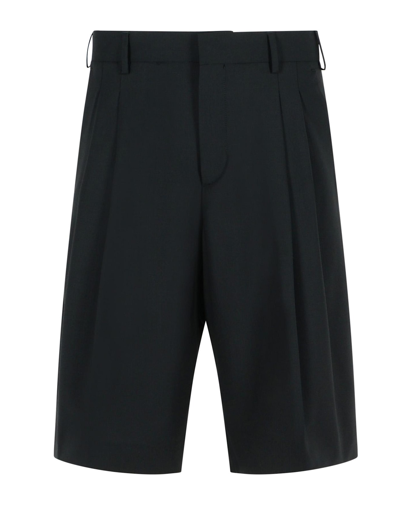 Laneus Black Virgin Wool Bermuda Shorts - Nero