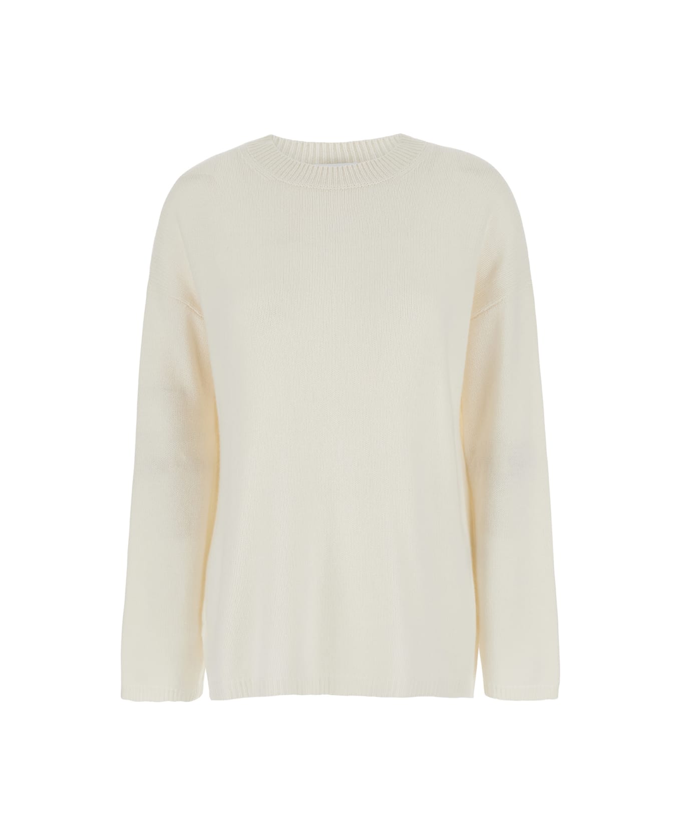 Allude White Relaxed Crewneck Sweater In Cashmere Woman - White