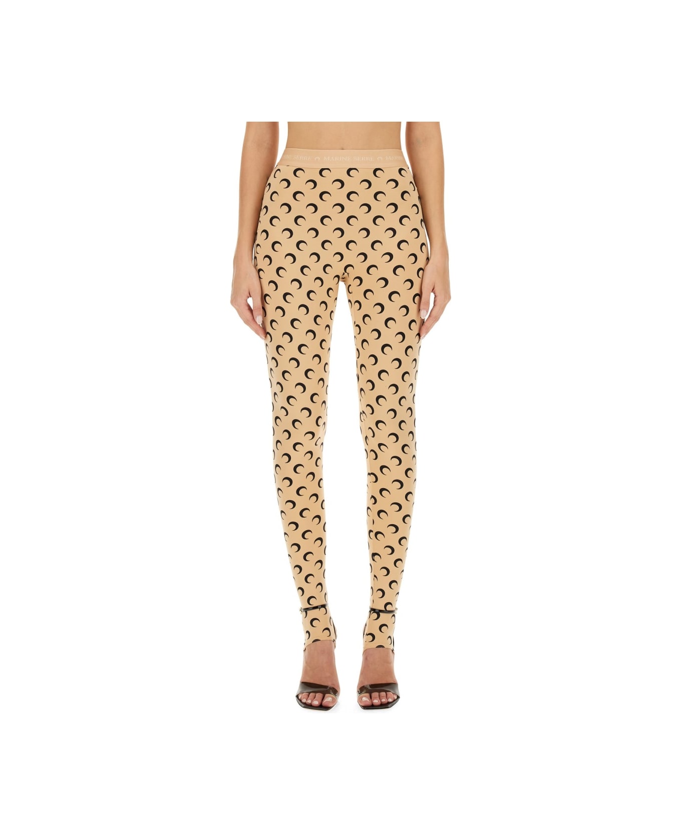 Marine Serre Moon Print Leggings - NUDE