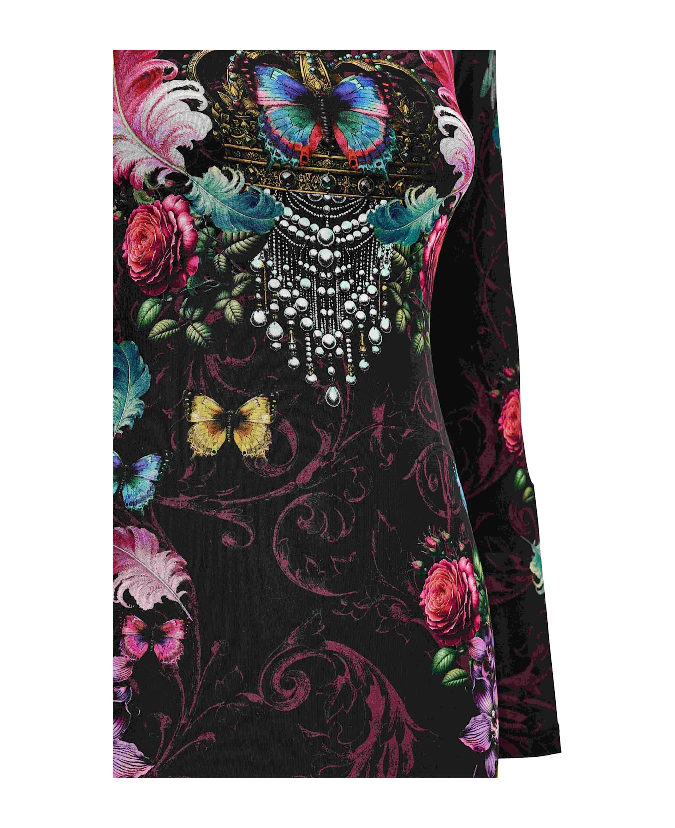 Versace Jeans Couture Multicolor Long Dress With Floral Print - Black