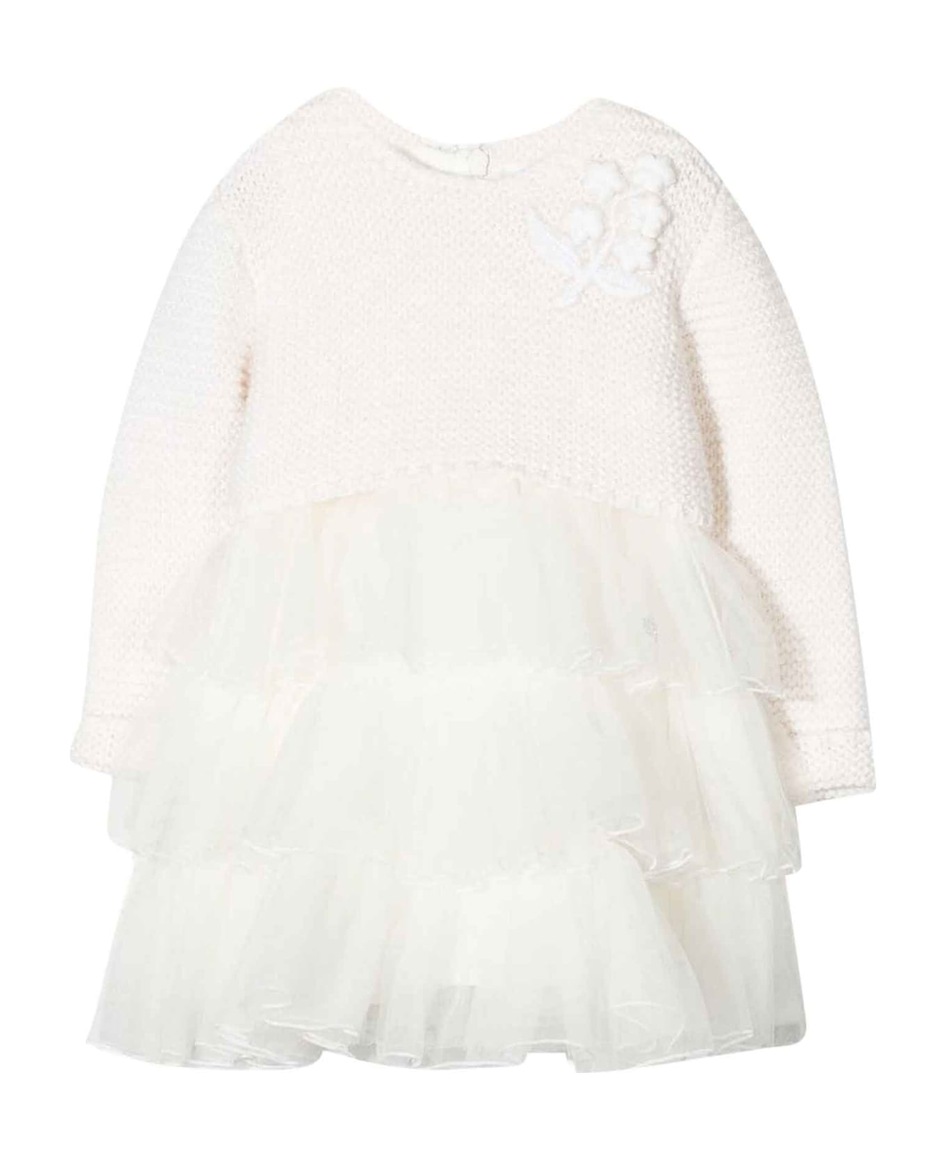 Monnalisa White Dress Baby Girl - Bianco