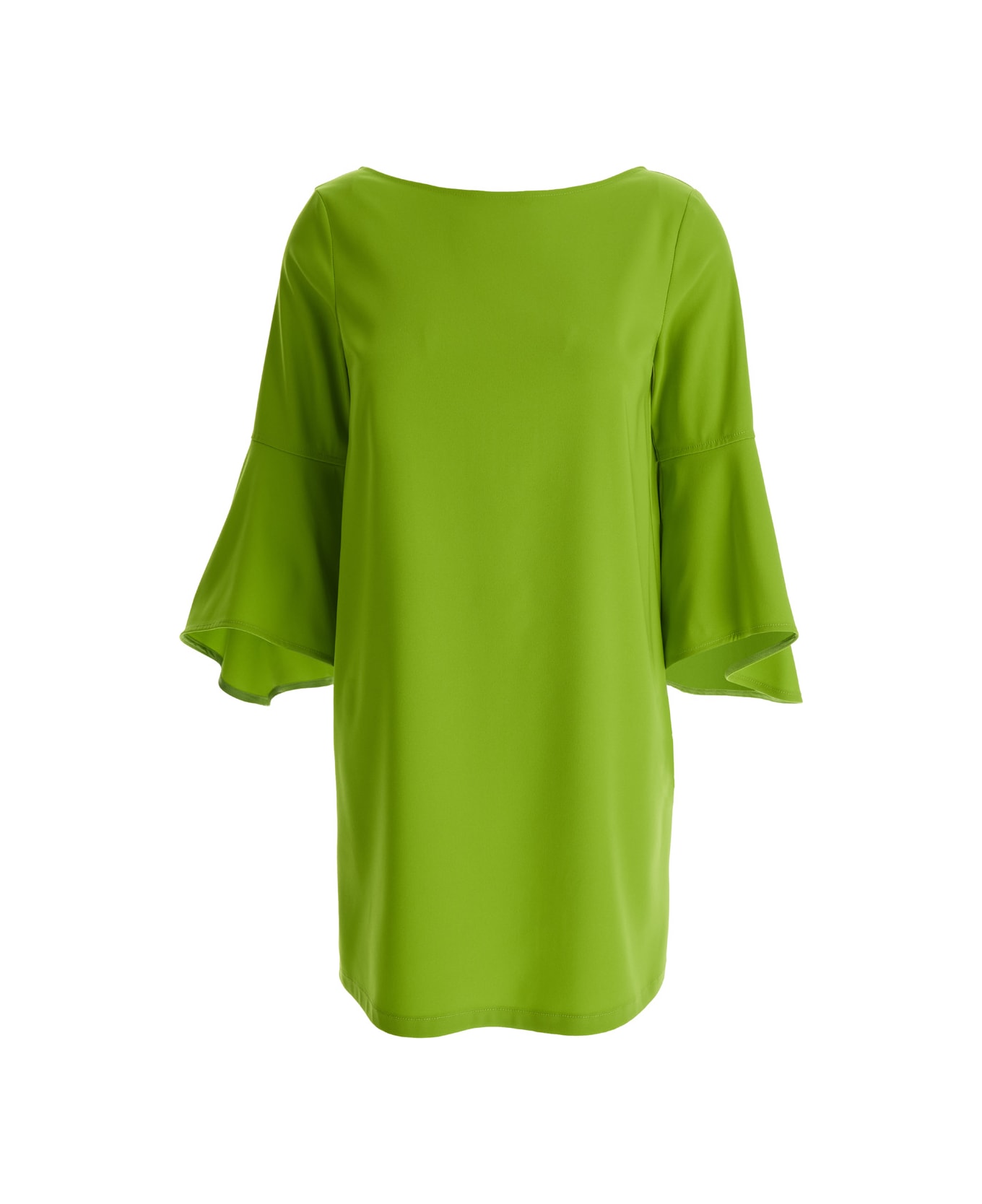 Liu-Jo Lime Green Bell-sleeve Mini Dress In Crepe Fabric Woman - Green