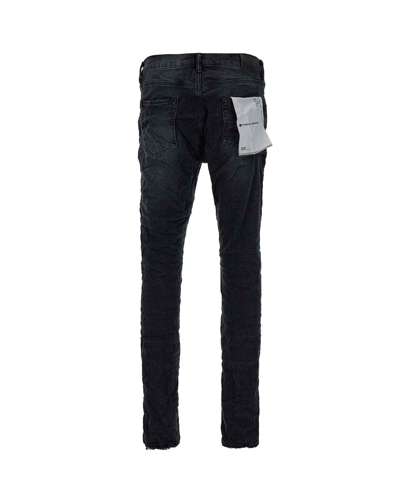 Purple Brand Black Fitted Five-pocket Jeans In Crinkled Effect Denim Woman - Black