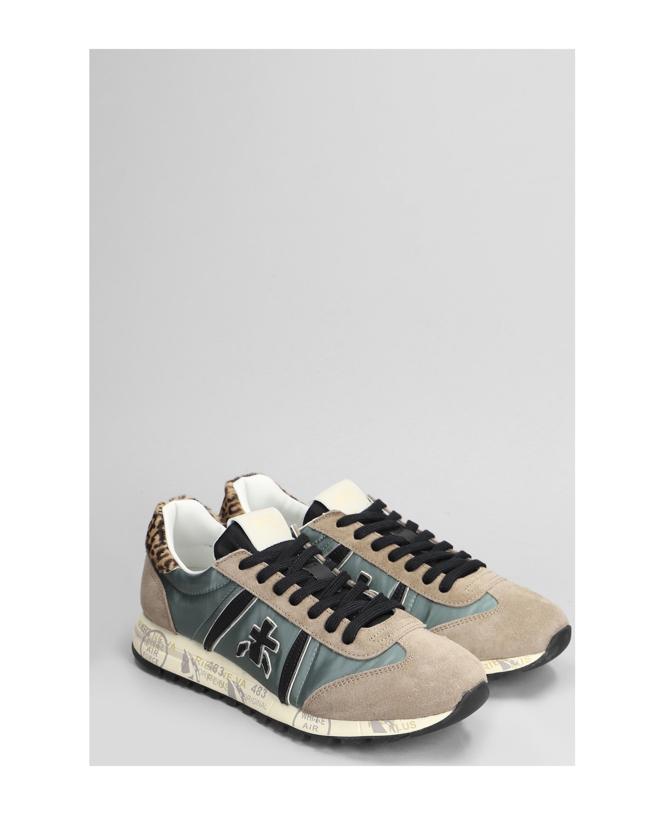 Premiata Lucy Sneakers In Taupe Suede And Fabric - taupe