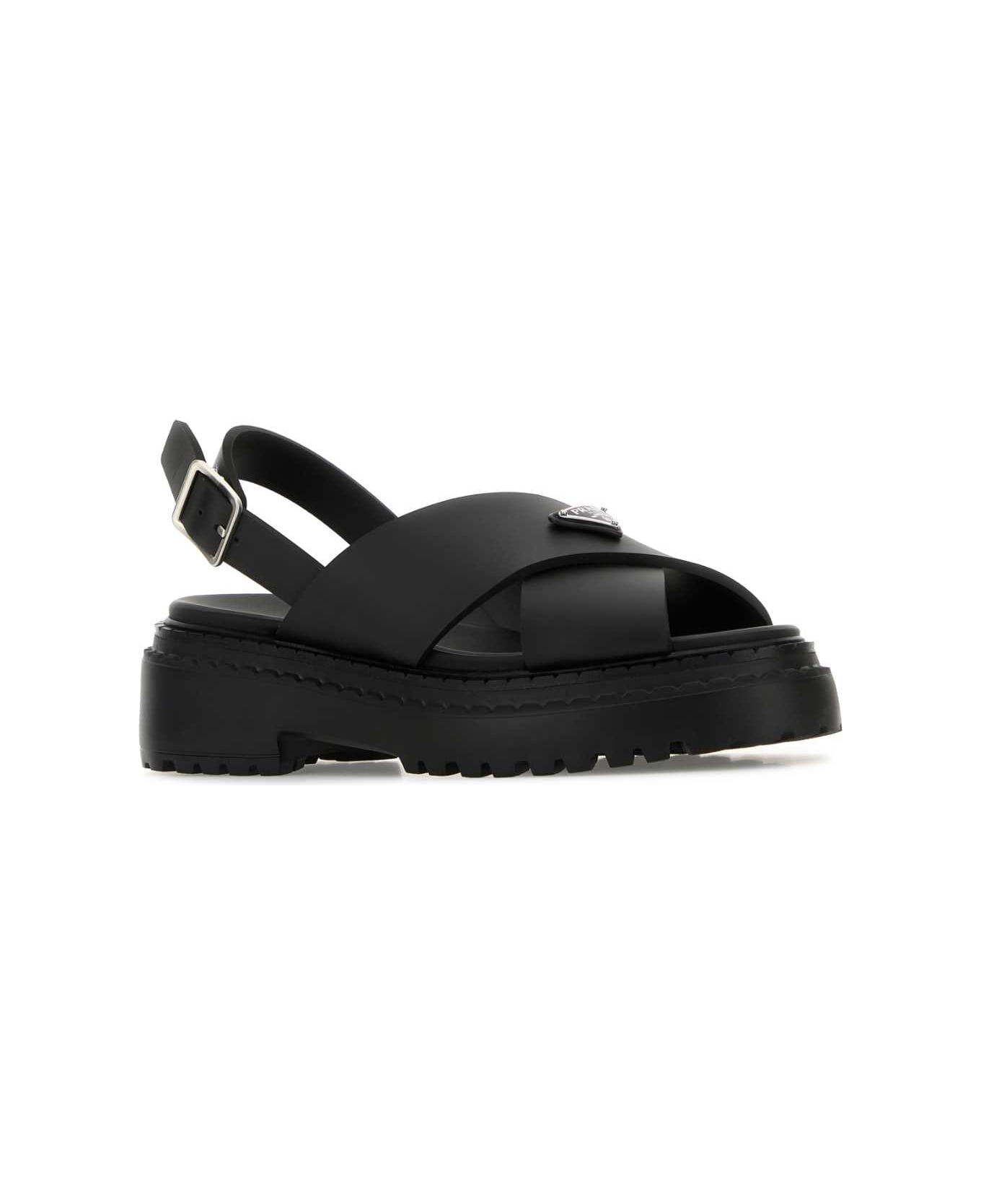 Prada Black Rubber Sandals - NERO