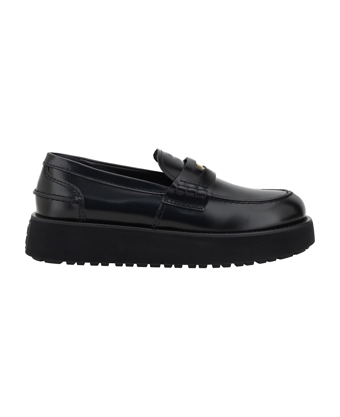 Miu Miu Leather Loafers - Nero