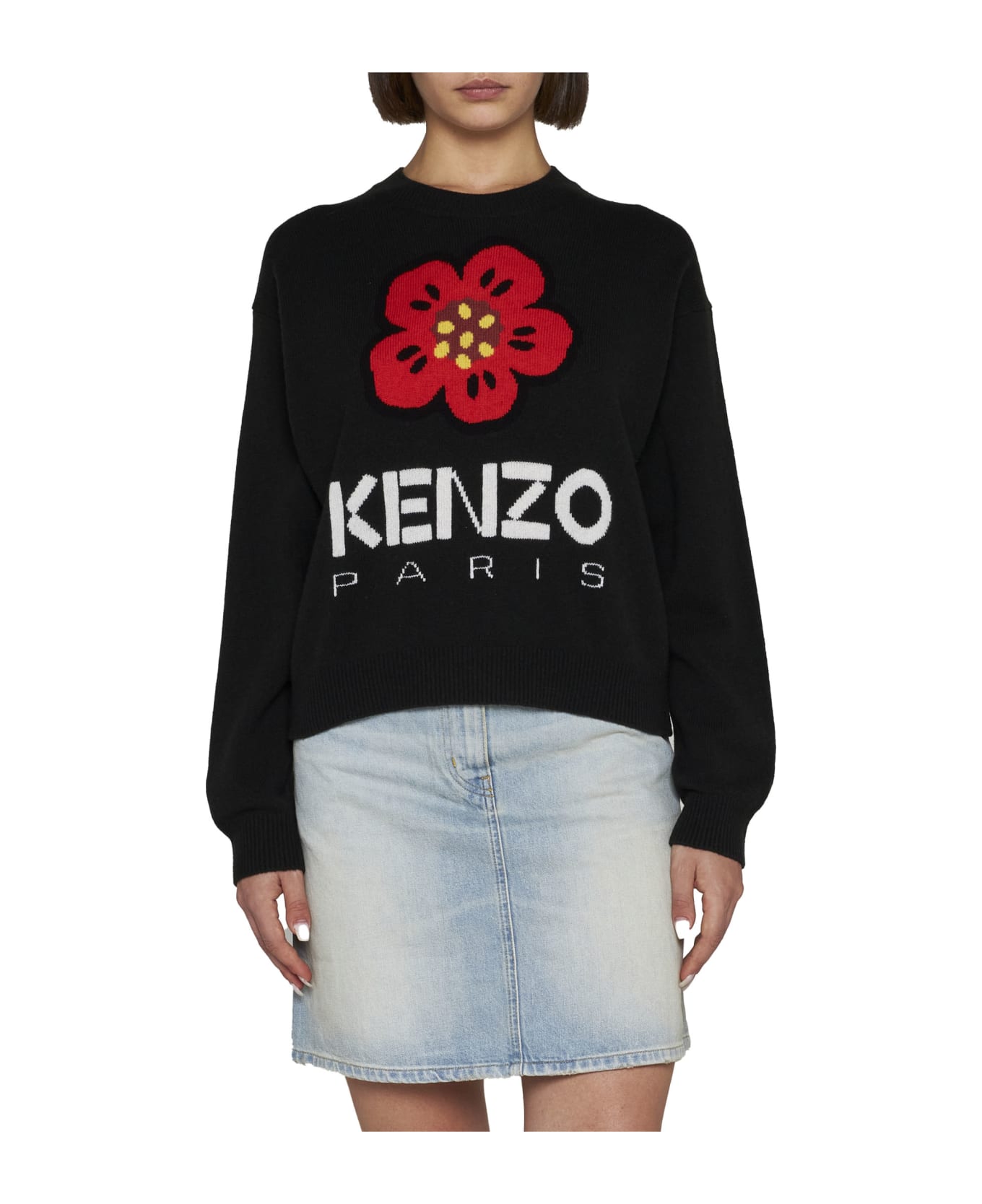 Kenzo Boke Flower Crew Neck Sweater - Black