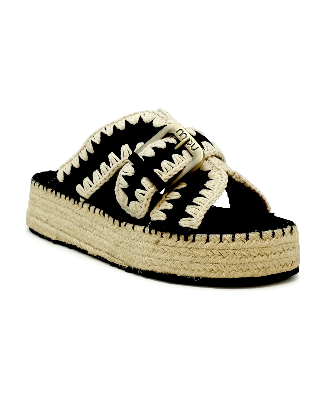 Mou Sw641003a Jute Black Suede Sandals - BLACK
