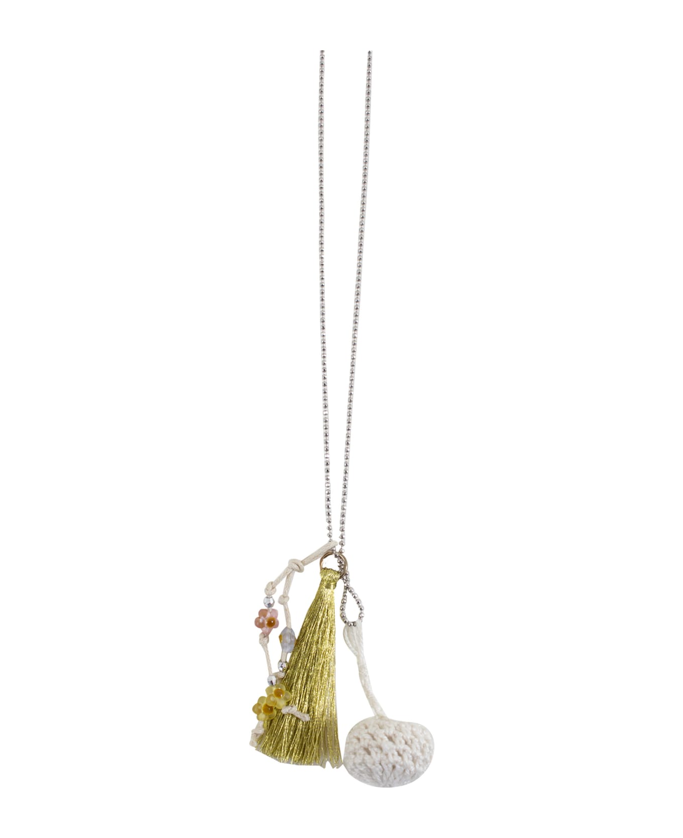 Caffe' d'Orzo Necklace With Tassels - White