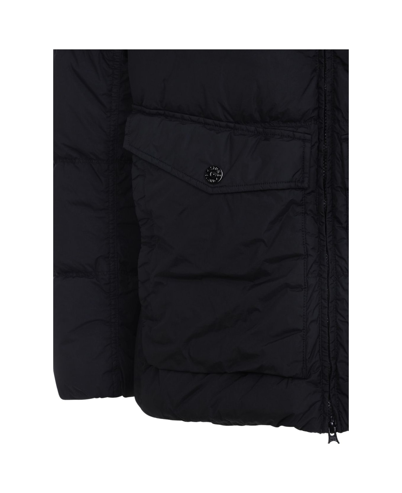 Stone Island Nylon Hooded Down Jacket - Black