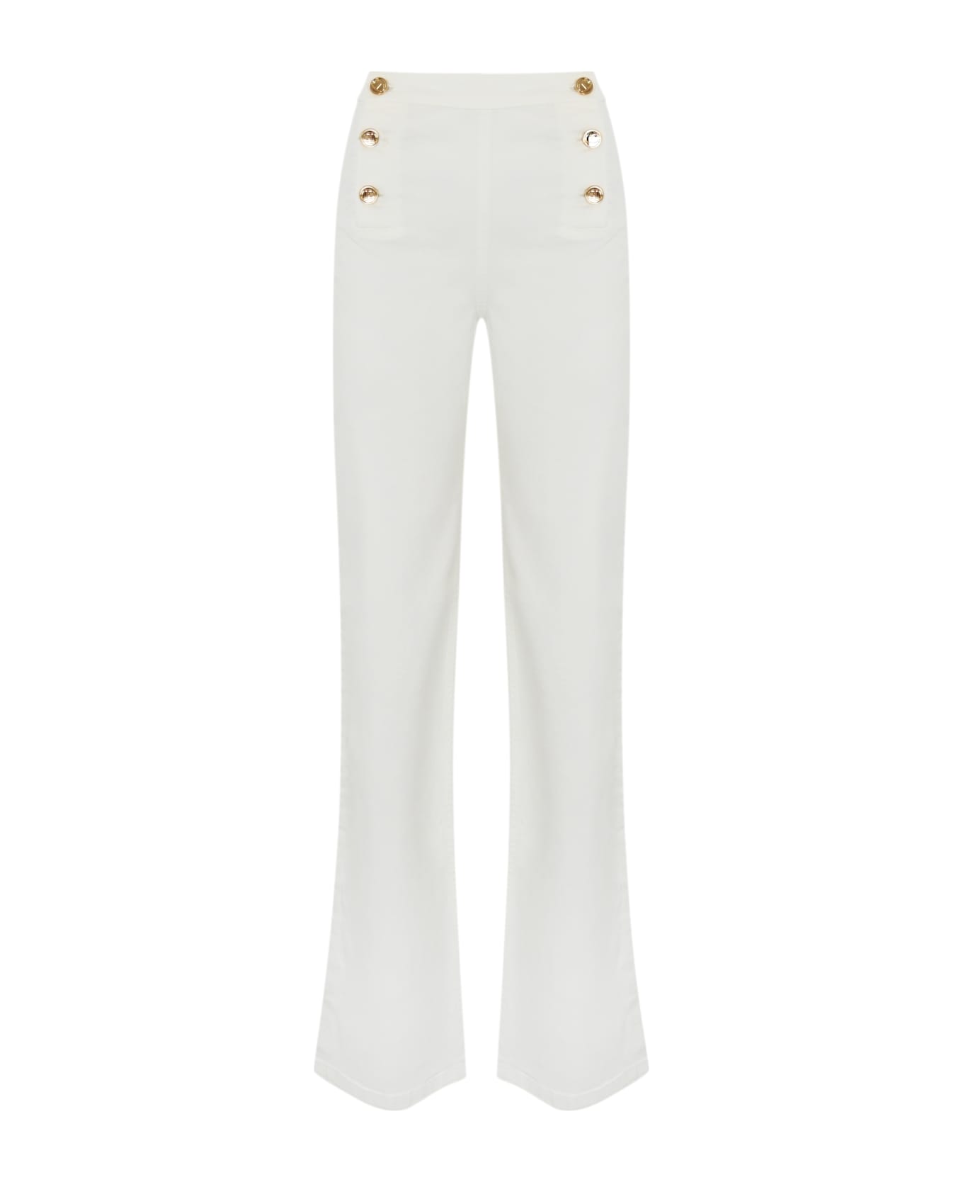 TwinSet Wide Leg Trousers In White Denim - NEVE