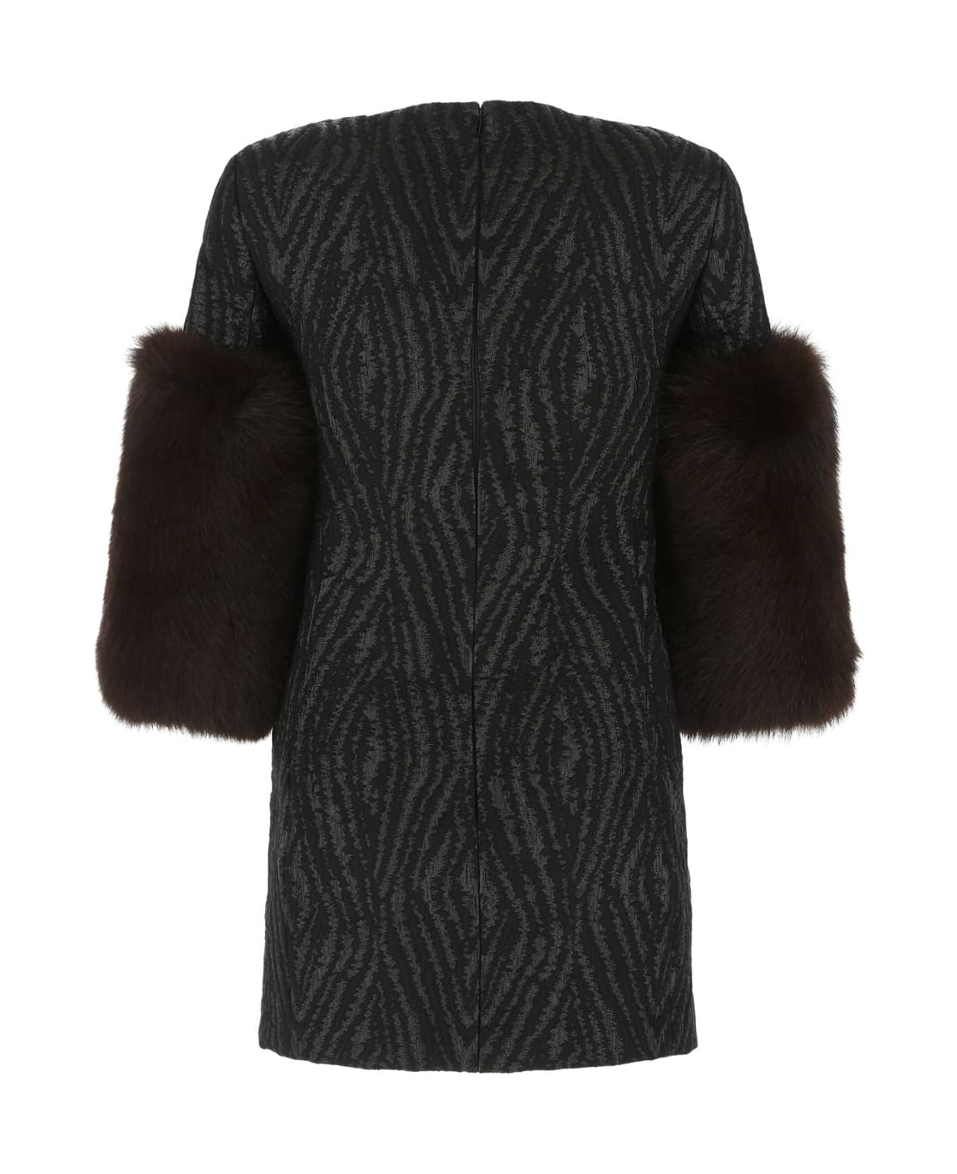 Saint Laurent Black Damask Mini Dress - 1000