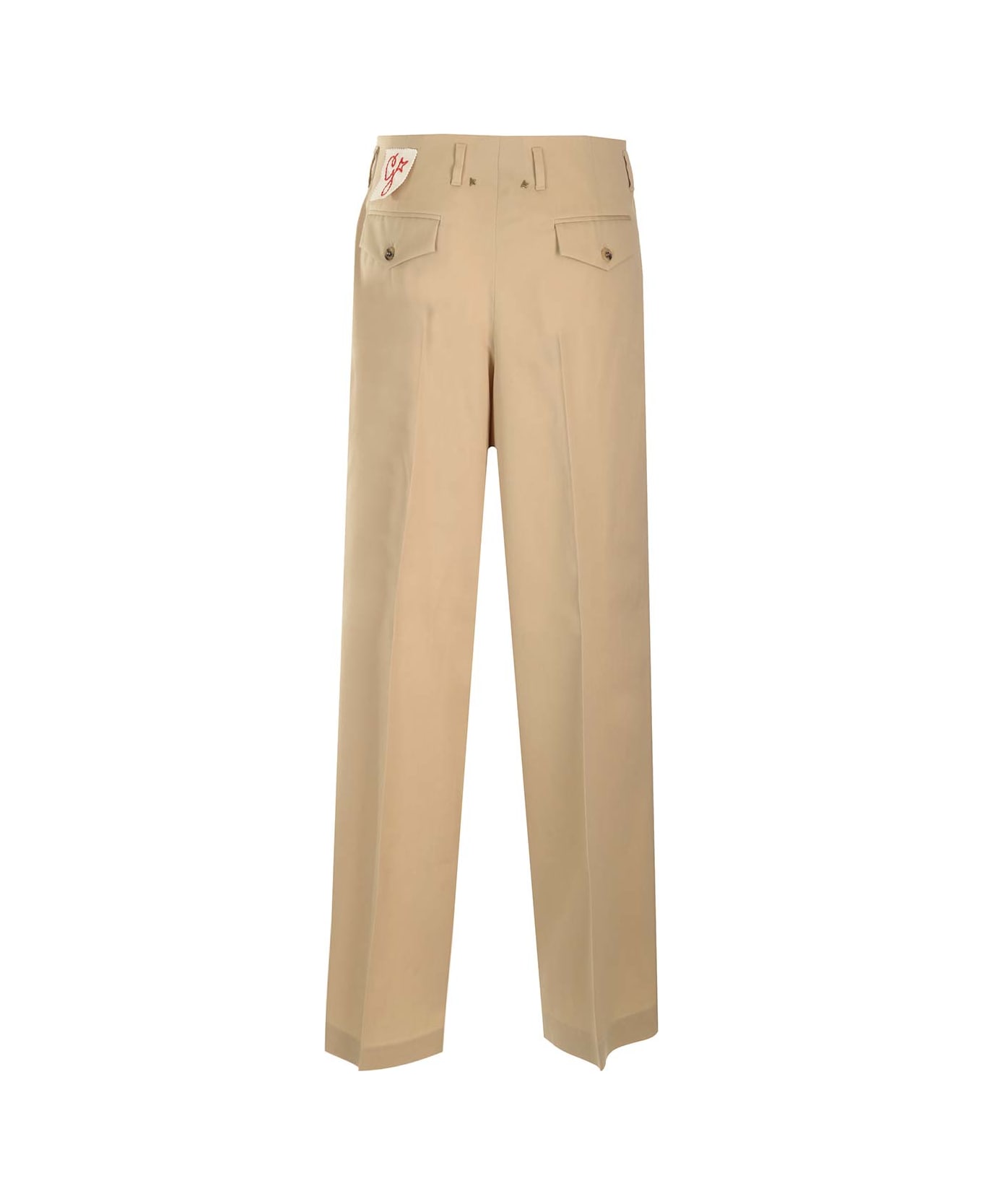 Golden Goose Wide Trousers With Pleats - BEIGE