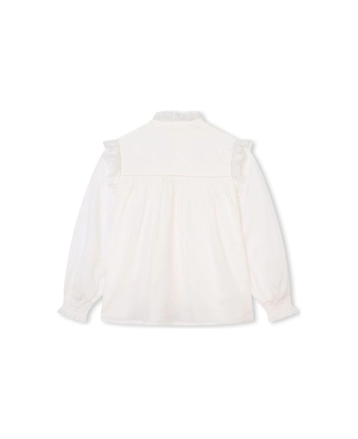 Chloé White Shirt With All-over Star Embroidery - White