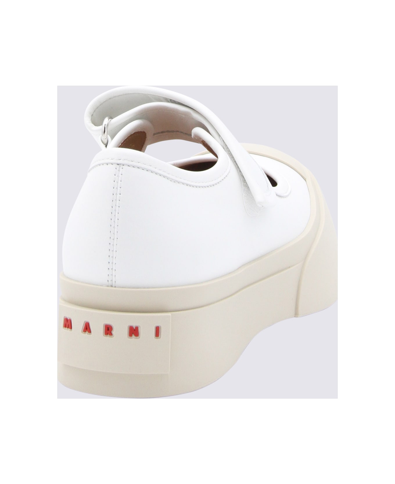 Marni White Leather Mary Jane Flats - White