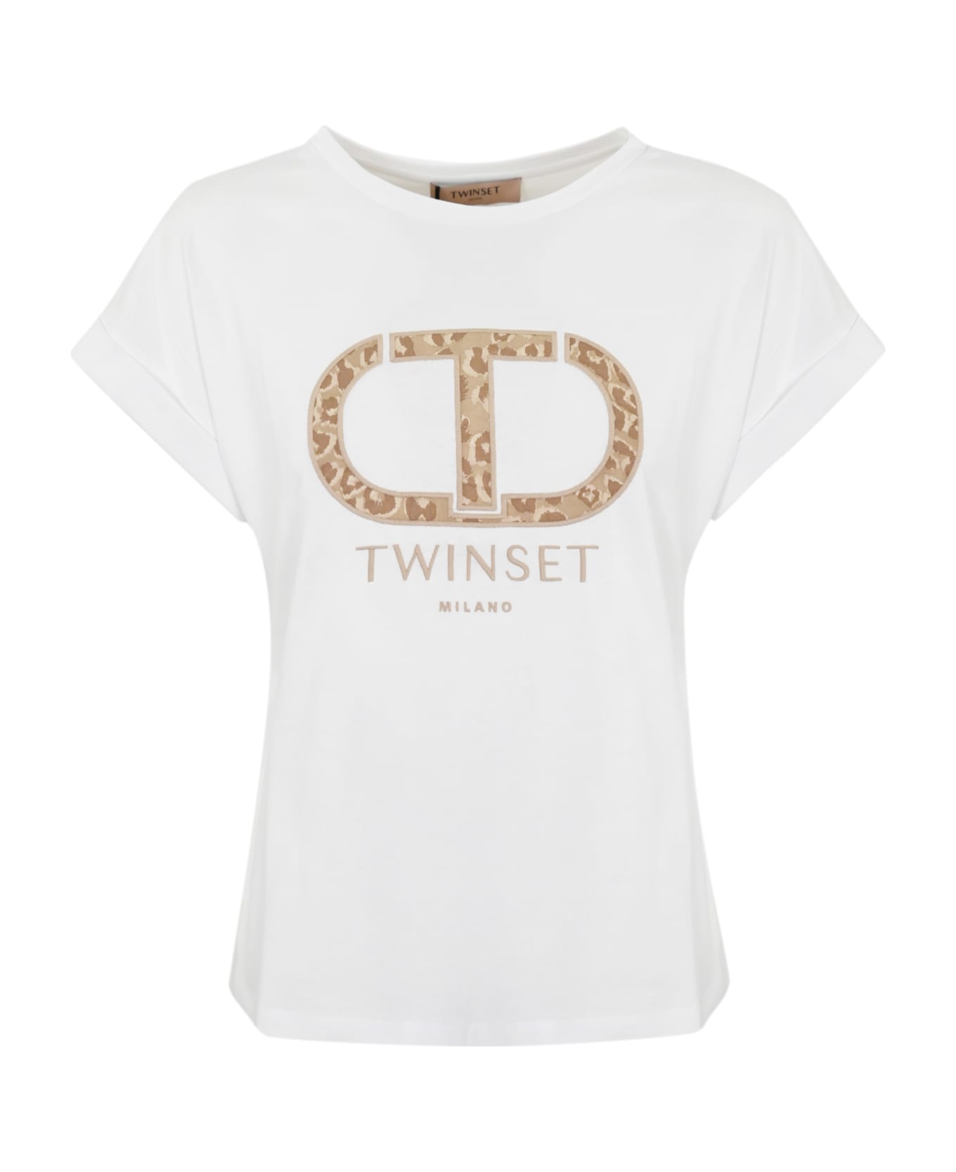 TwinSet Cotton T-shirt With Animalier Logo - Bianco Tシャツ