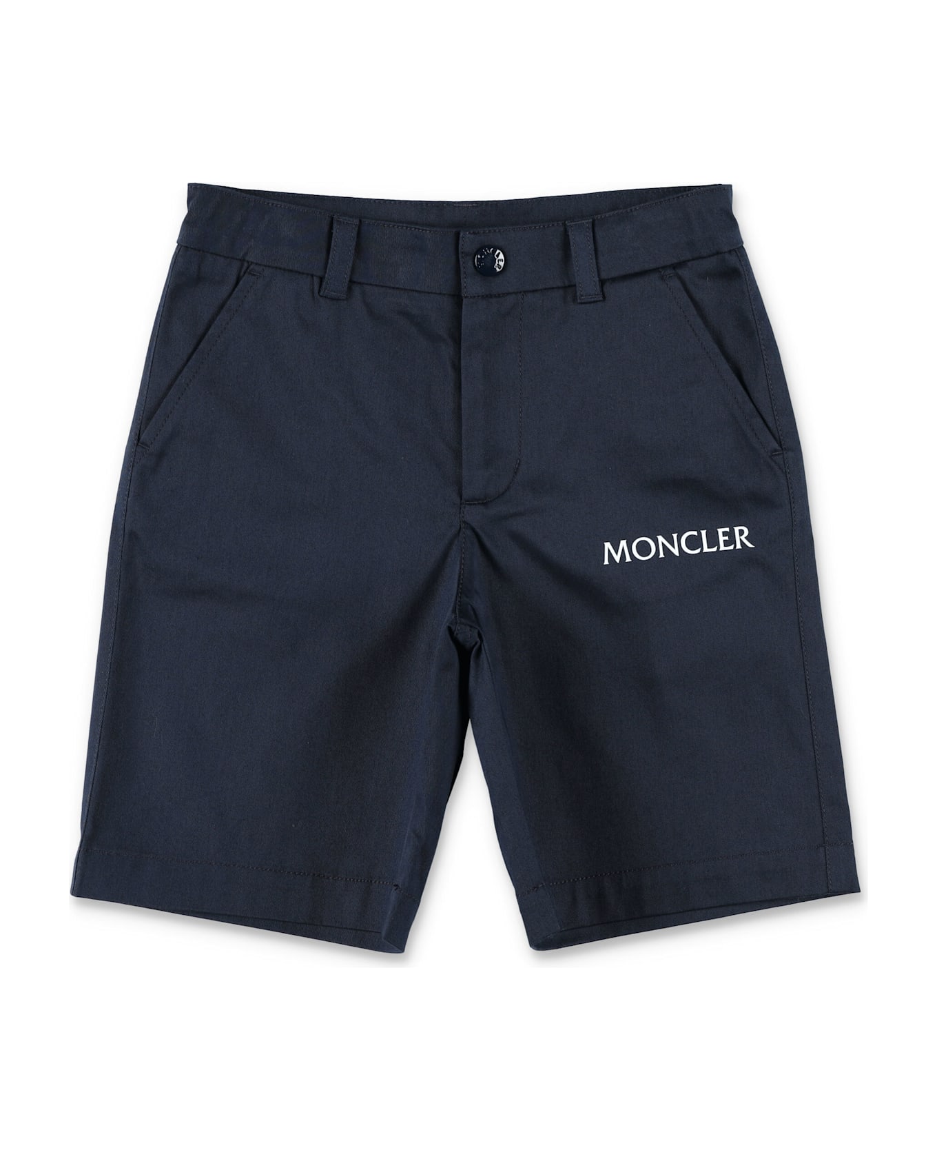 Moncler Kid - Logo Cotton Gabardine Shorts - NAVY