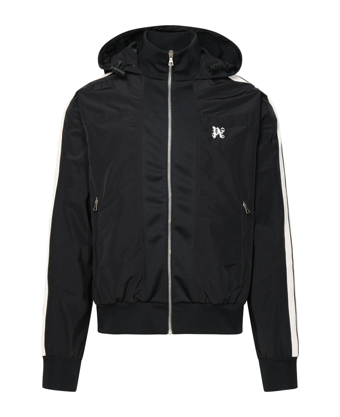 Palm Angels Nylon Tracksuit Jacket With Bands - Black