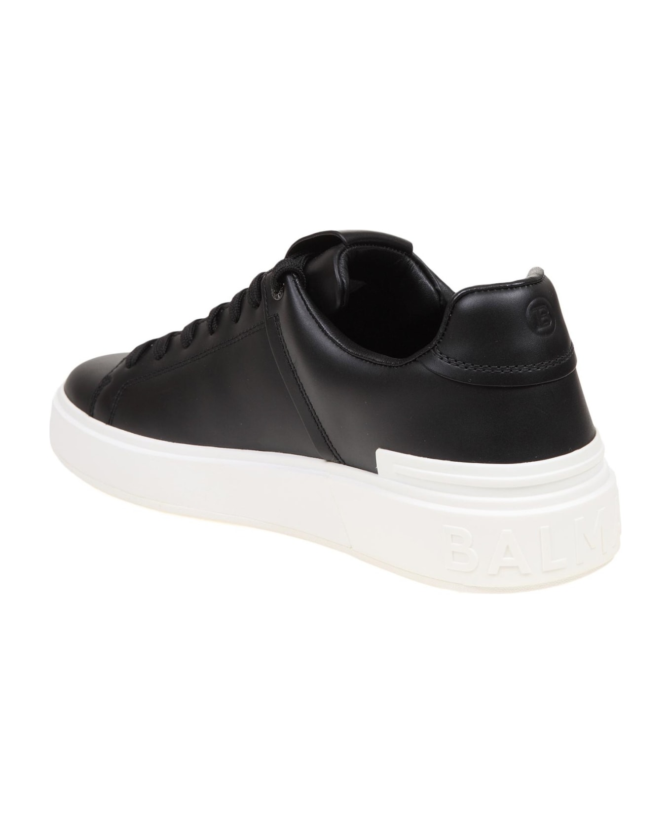 Balmain Black Leather B-court Sneakers - Noir/Blanc