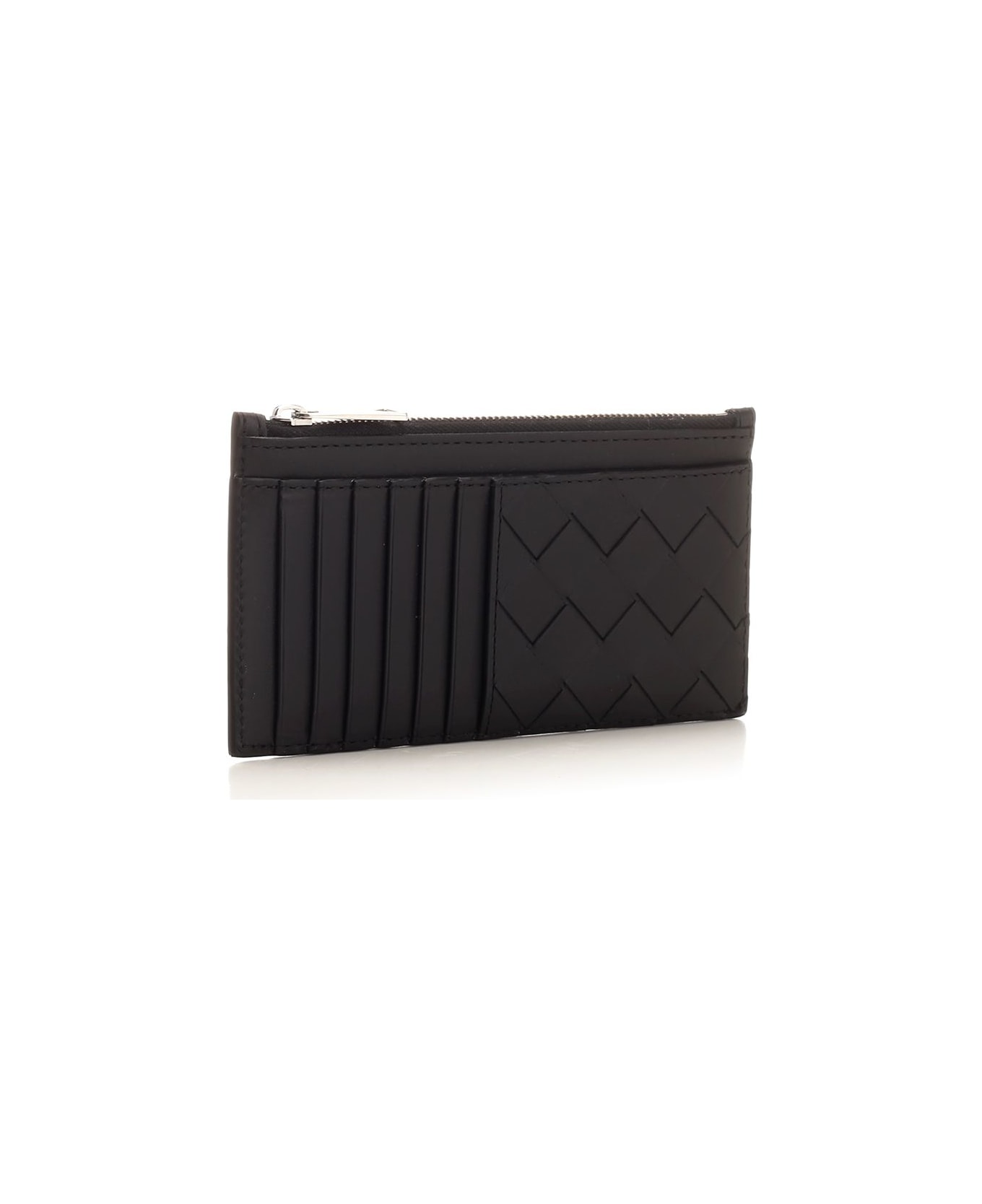 Bottega Veneta Long Card Holder With Zip - Black