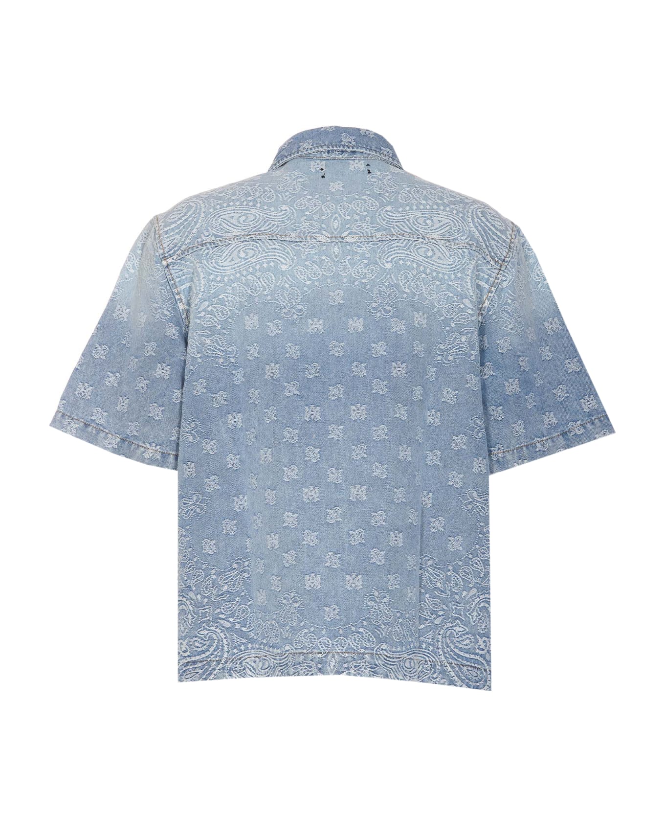 AMIRI Bandana Jacquard Short Sleeves Denim Shirt - Blue