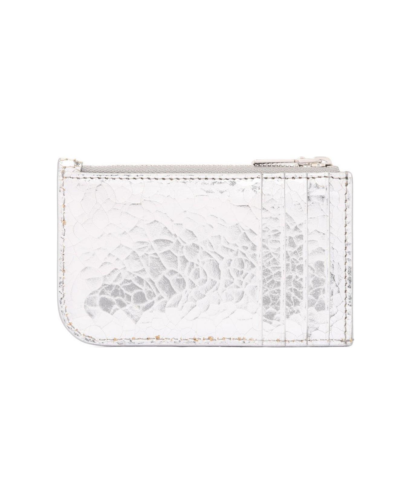 Alexander McQueen Logo Lettering Zipped Wallet - SILVER