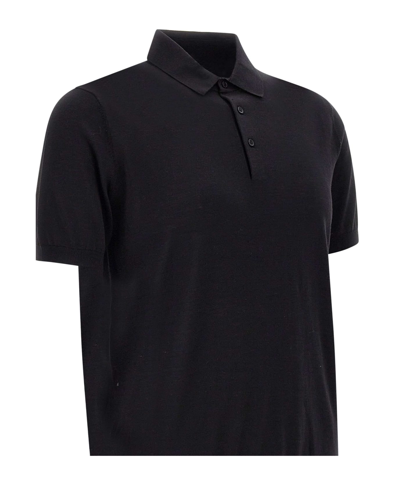 Kangra Silk And Cotton Polo Shirt - BLACK