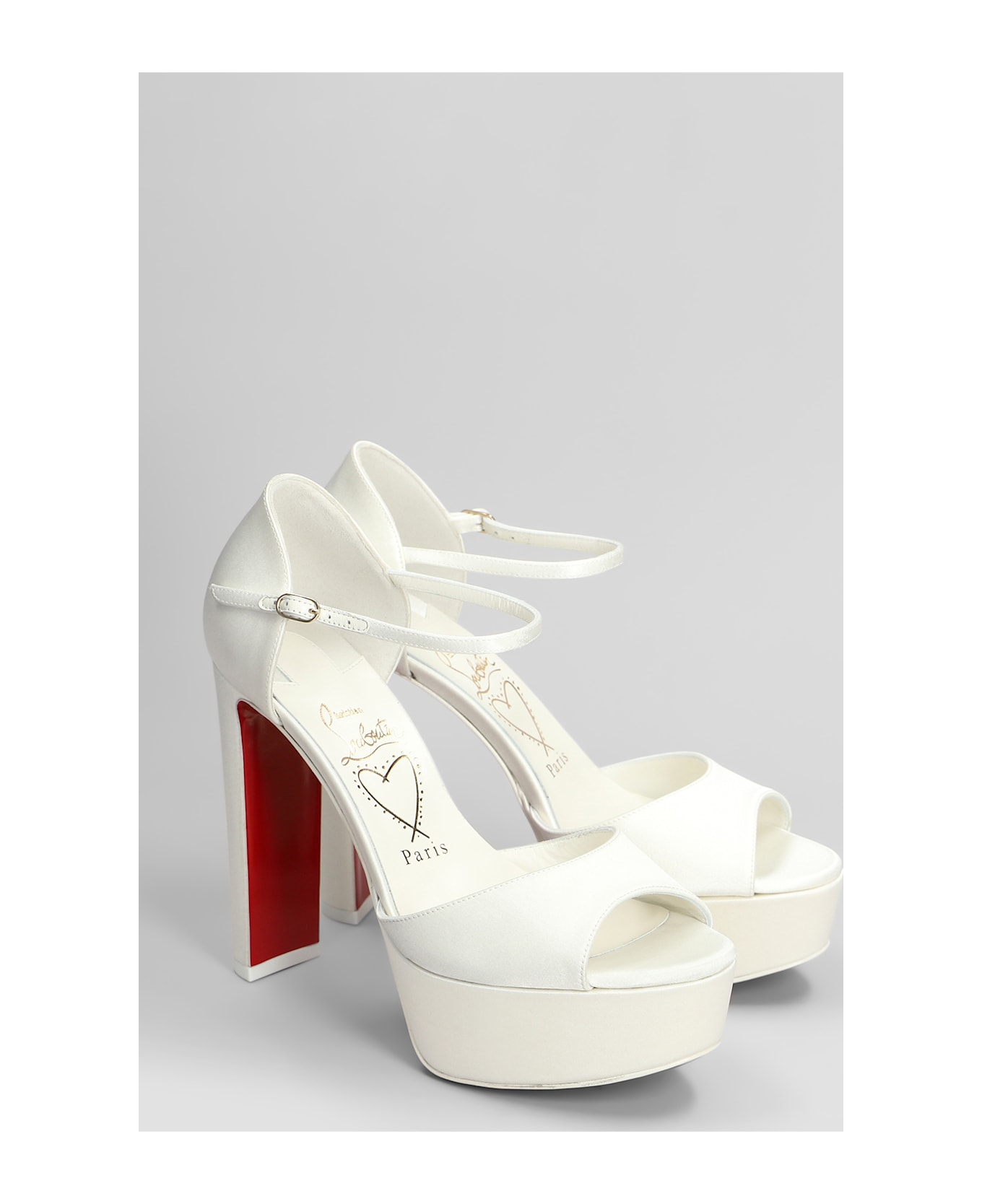 Christian Louboutin Sandaloo 130 Sandals In White Silk - white