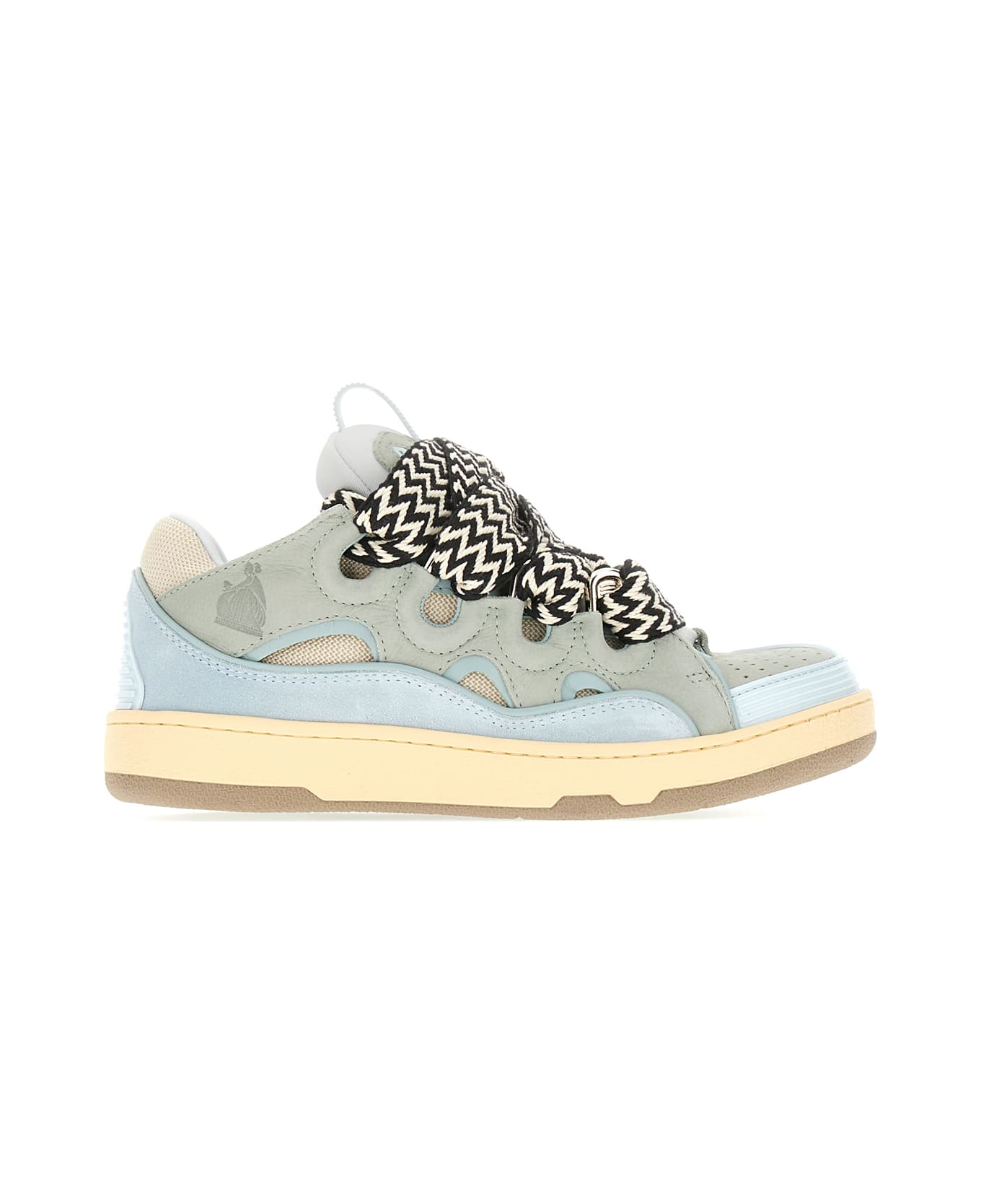 Lanvin Multicolor Leather And Polyester Curb Sneakers - PALE BLUE
