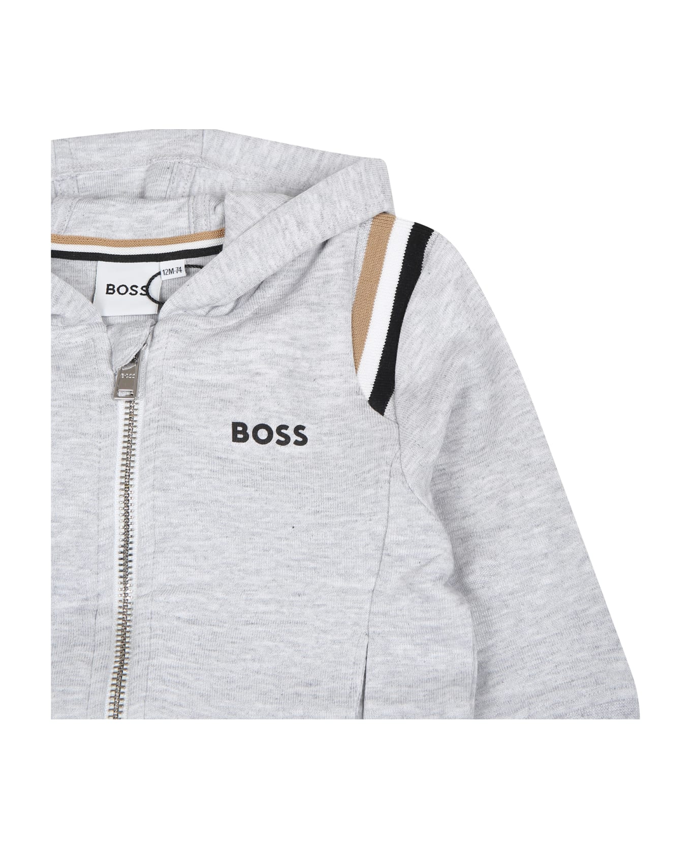 Hugo Boss Grey Suiit For Baby Boy With Logo - Grey ボトムス
