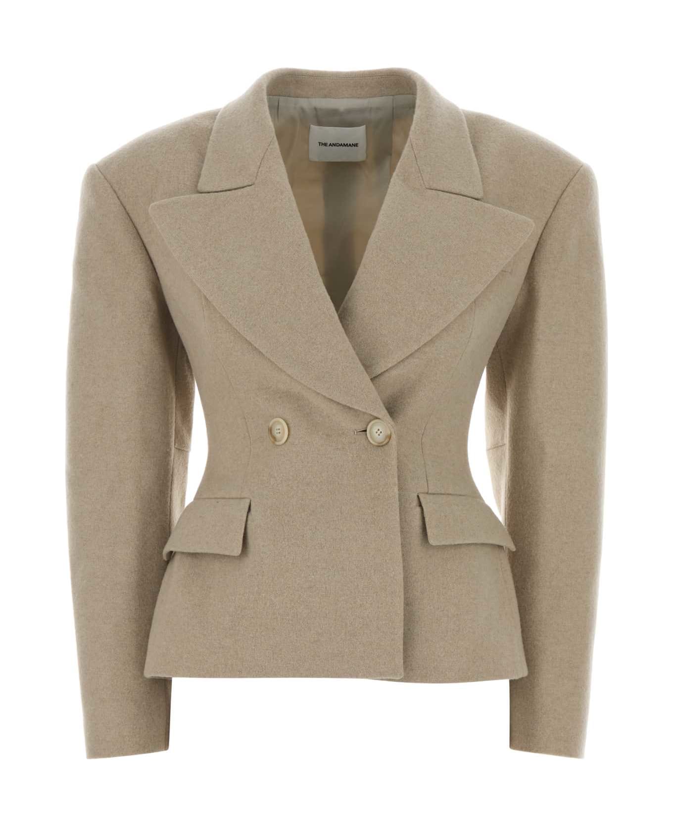 The Andamane Cappuccino Wool Blazer - SAND