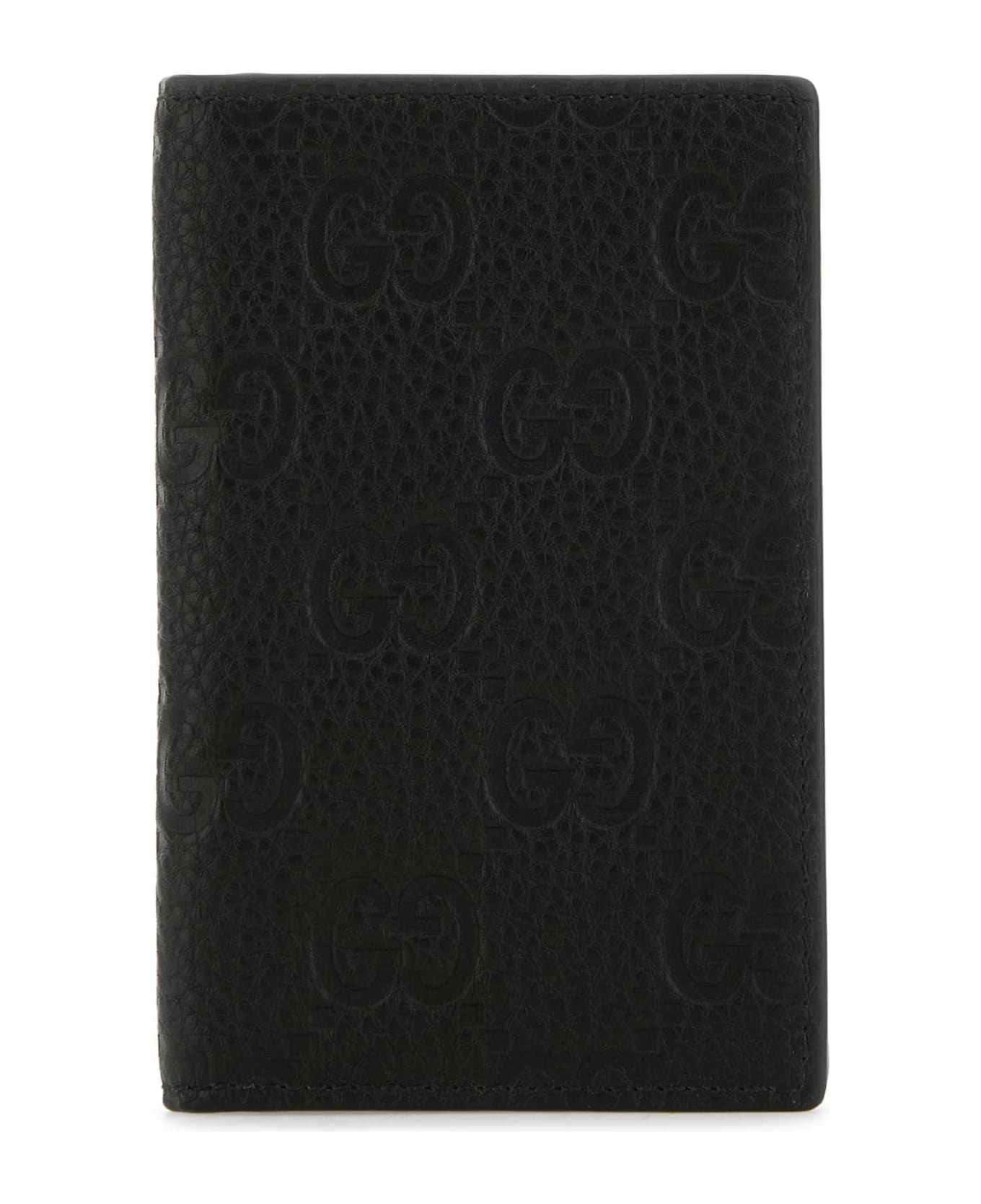 Gucci Black Leather Gucci Imprint Card Holder - BLACKBLACK