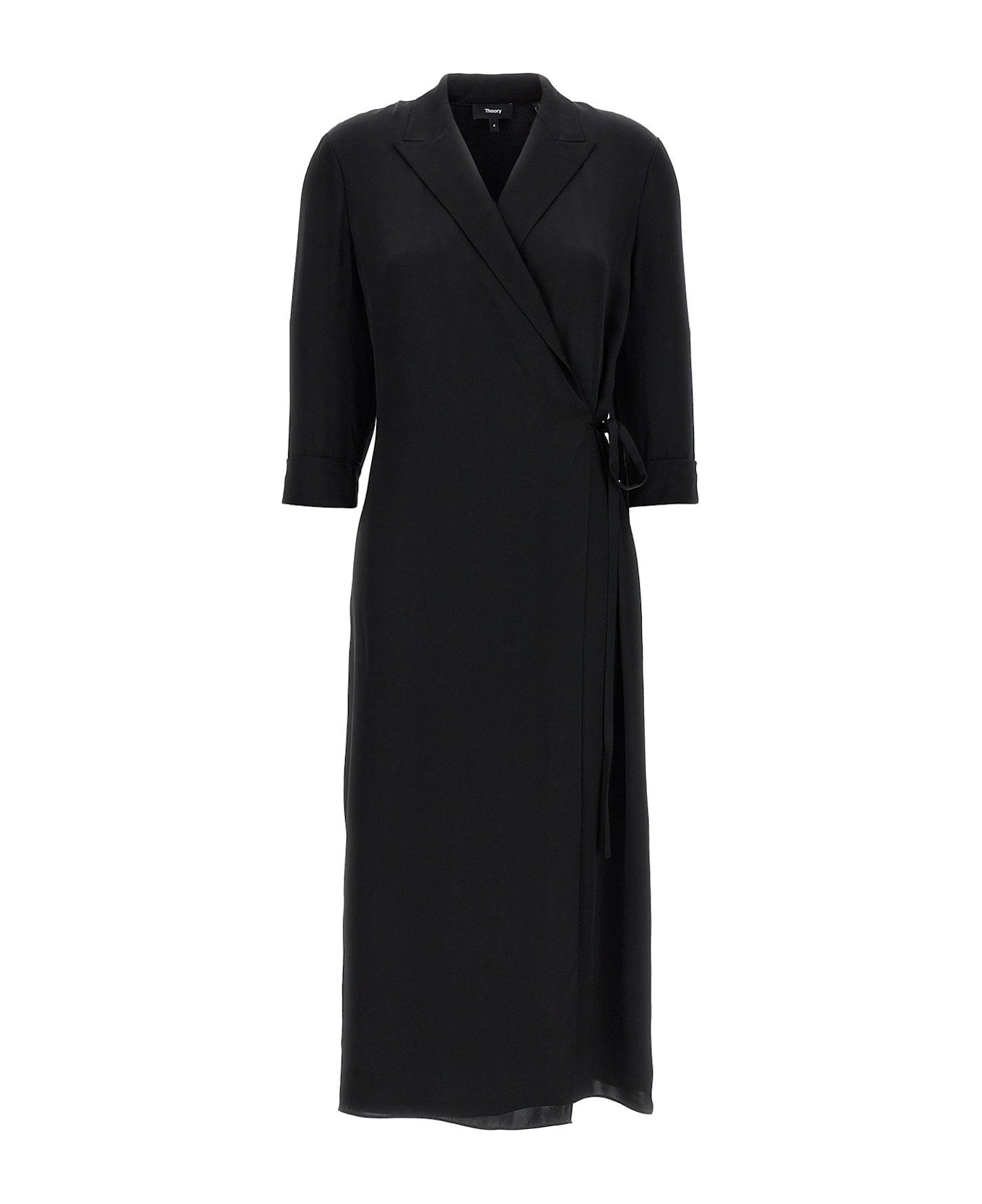 Theory Lapel Tied Waist Maxi Dress - Black