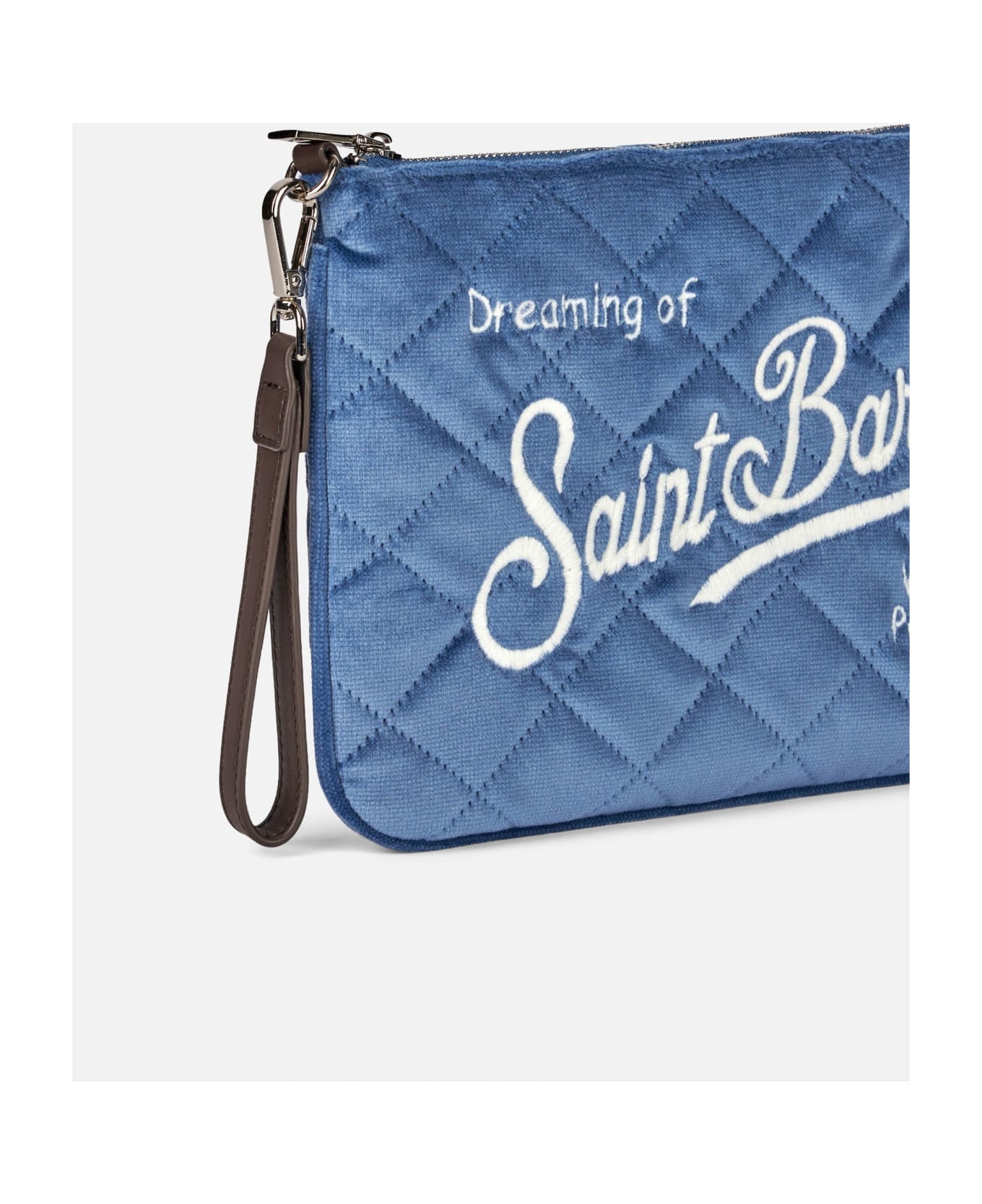 MC2 Saint Barth Light Blue Velvet Quilt Cross-body Pouch Bag Parisienne - SKY