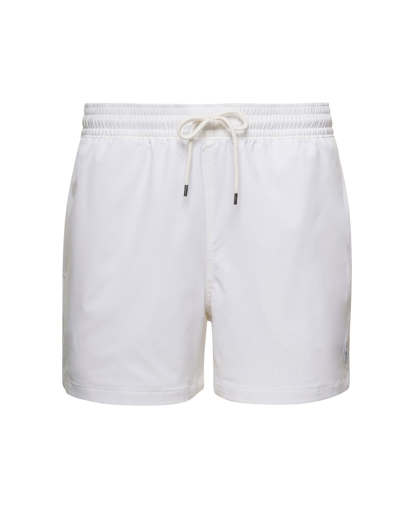 Polo Ralph Lauren White Swim Trunks With Embroidered Logo And Logo Patch In Nylon Man - White