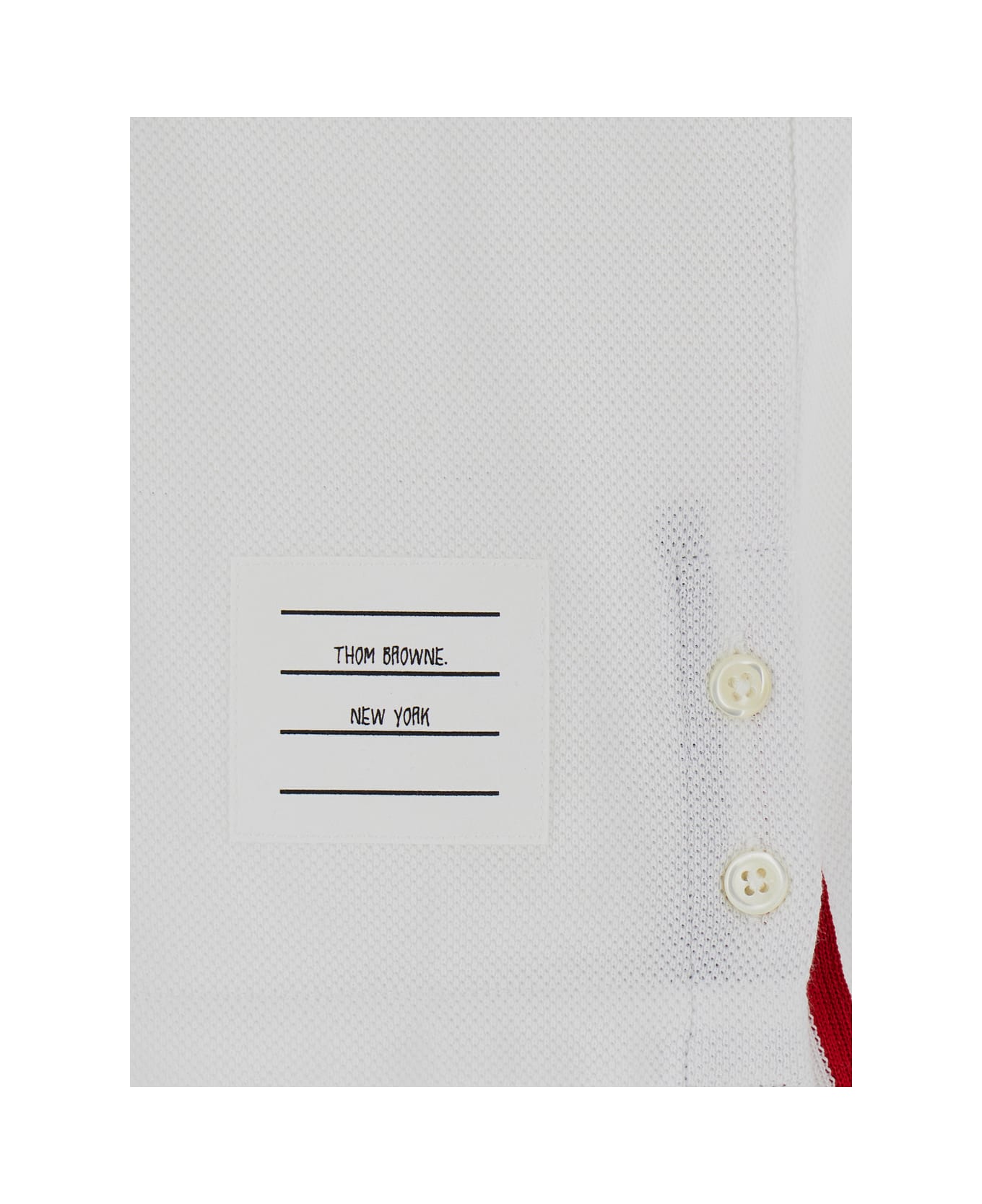 Thom Browne Relaxed Fit Short Sleeve Polo W/ Center Back Rwb Stripe In Classic Pique - White