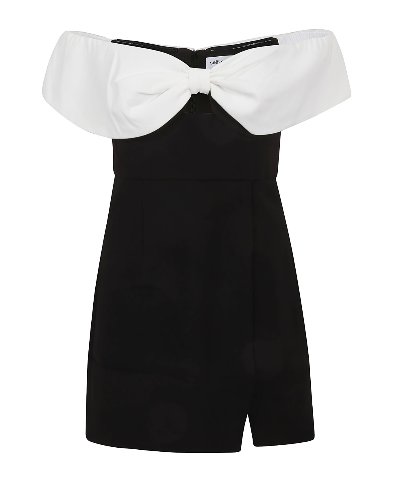 self-portrait Black Crepe Bow Mini Dress - Black ワンピース＆ドレス