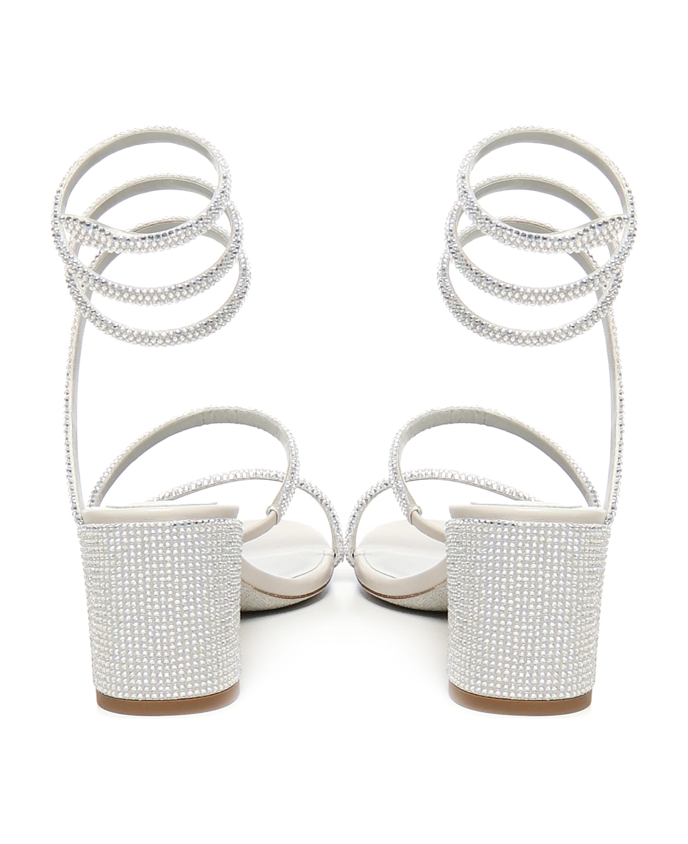 René Caovilla Cleo Satin Sandals With Crystals - Silver